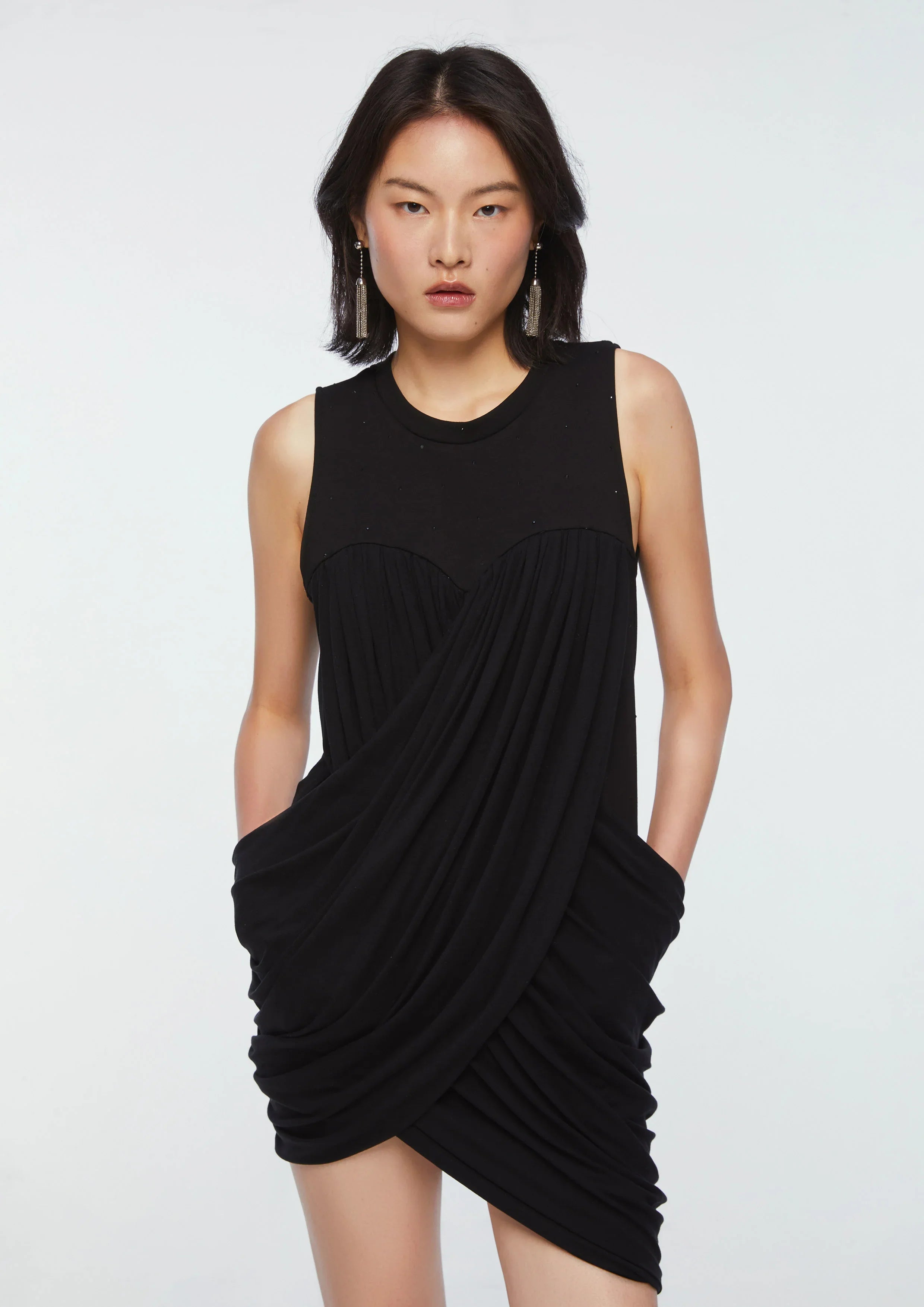 Mini Dress Diagonal Cut Skirt