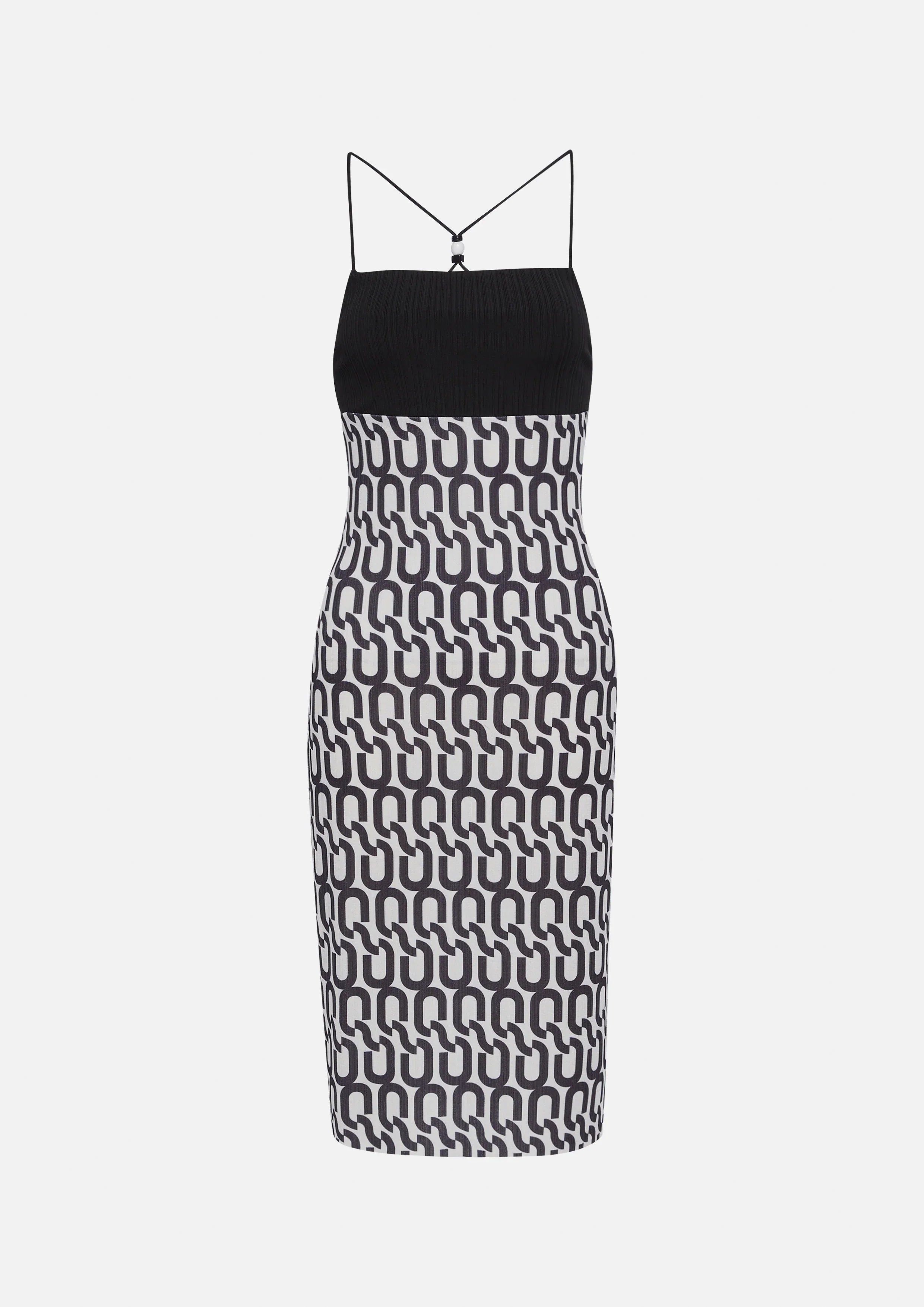 เดรสสั้นสายเสื้อพิมพ์ลายโมโนแกรม