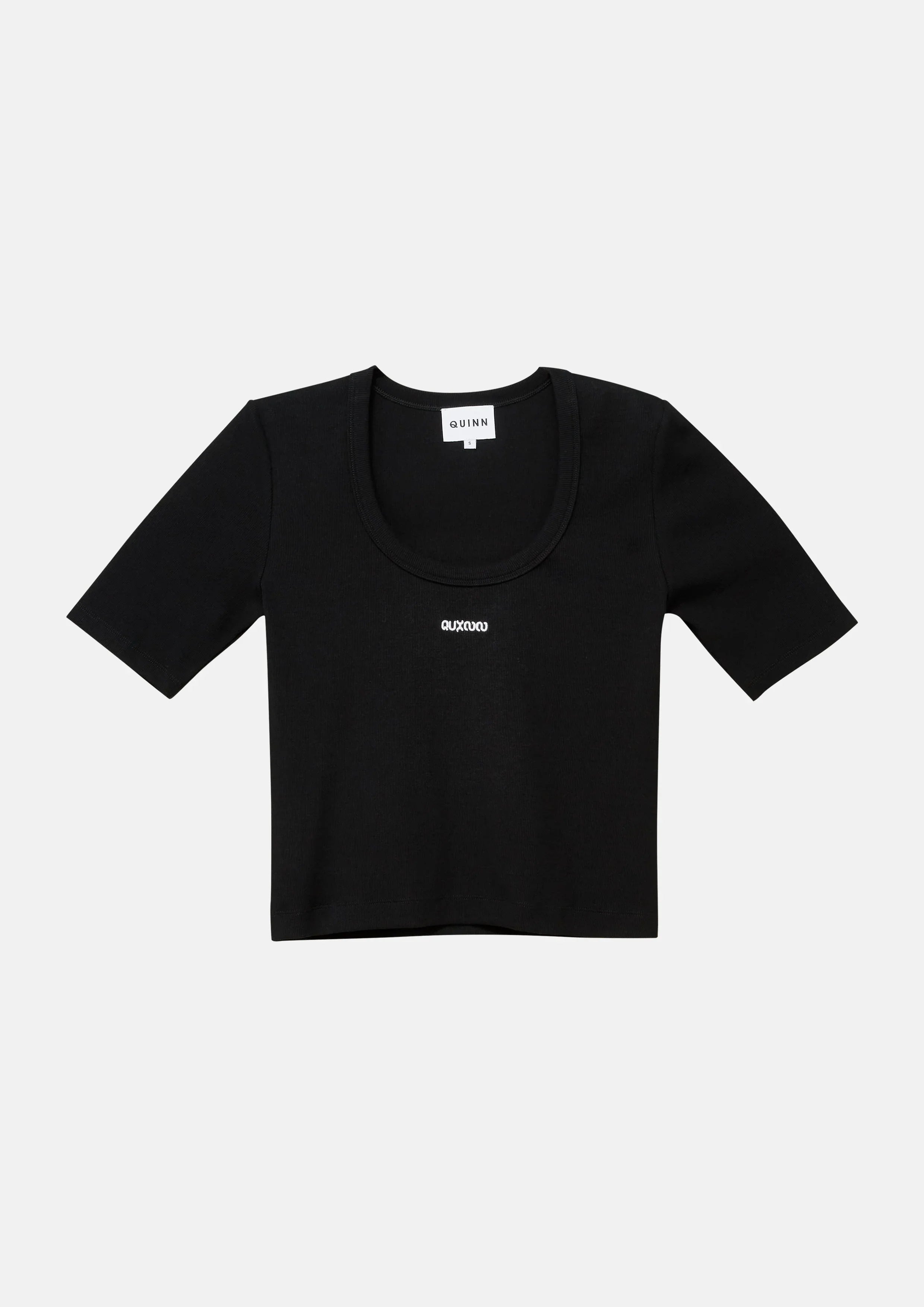 เสื้อครอปแขนสั้นปักโลโก้