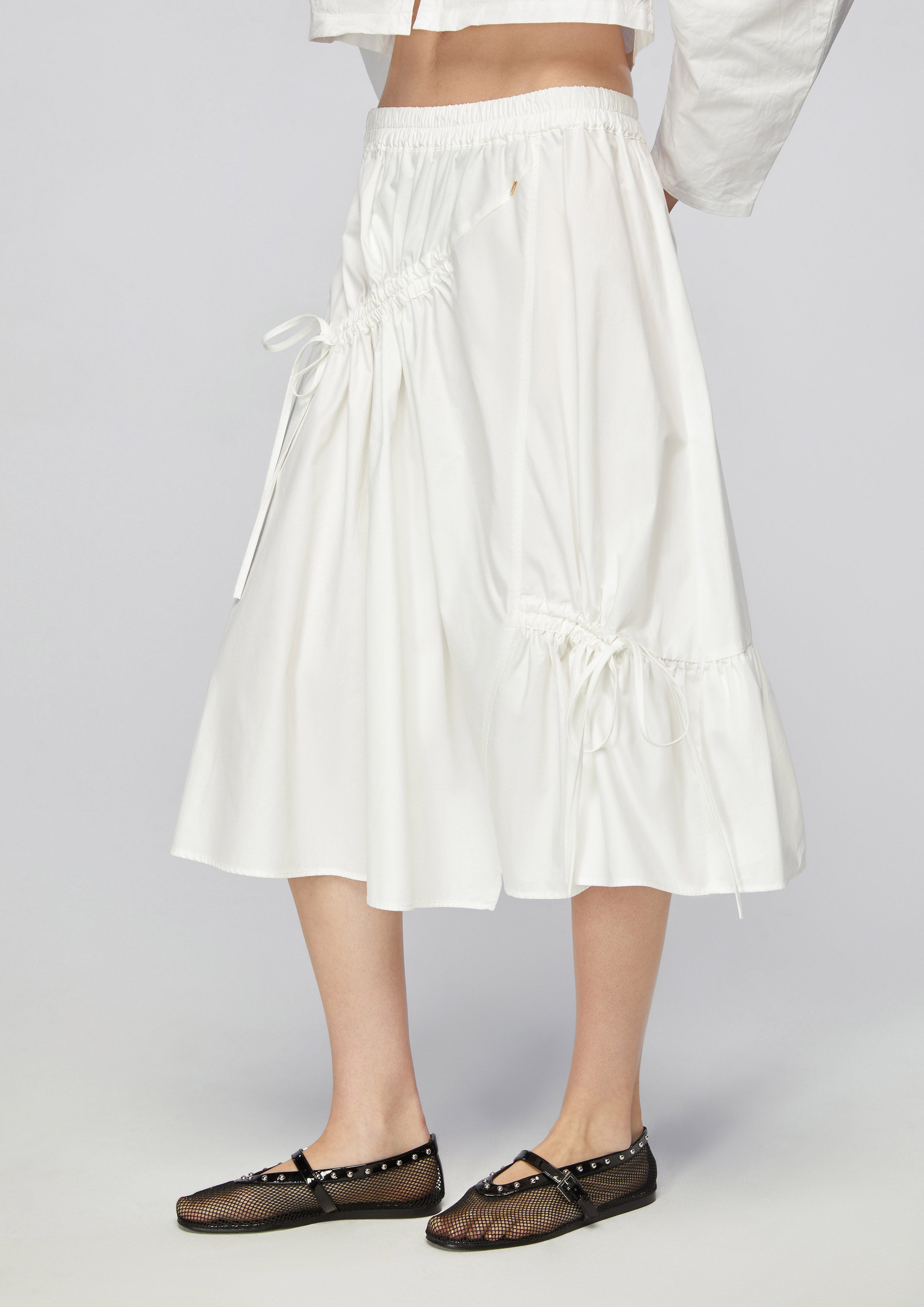 Drawstring Trim Midi Skirt