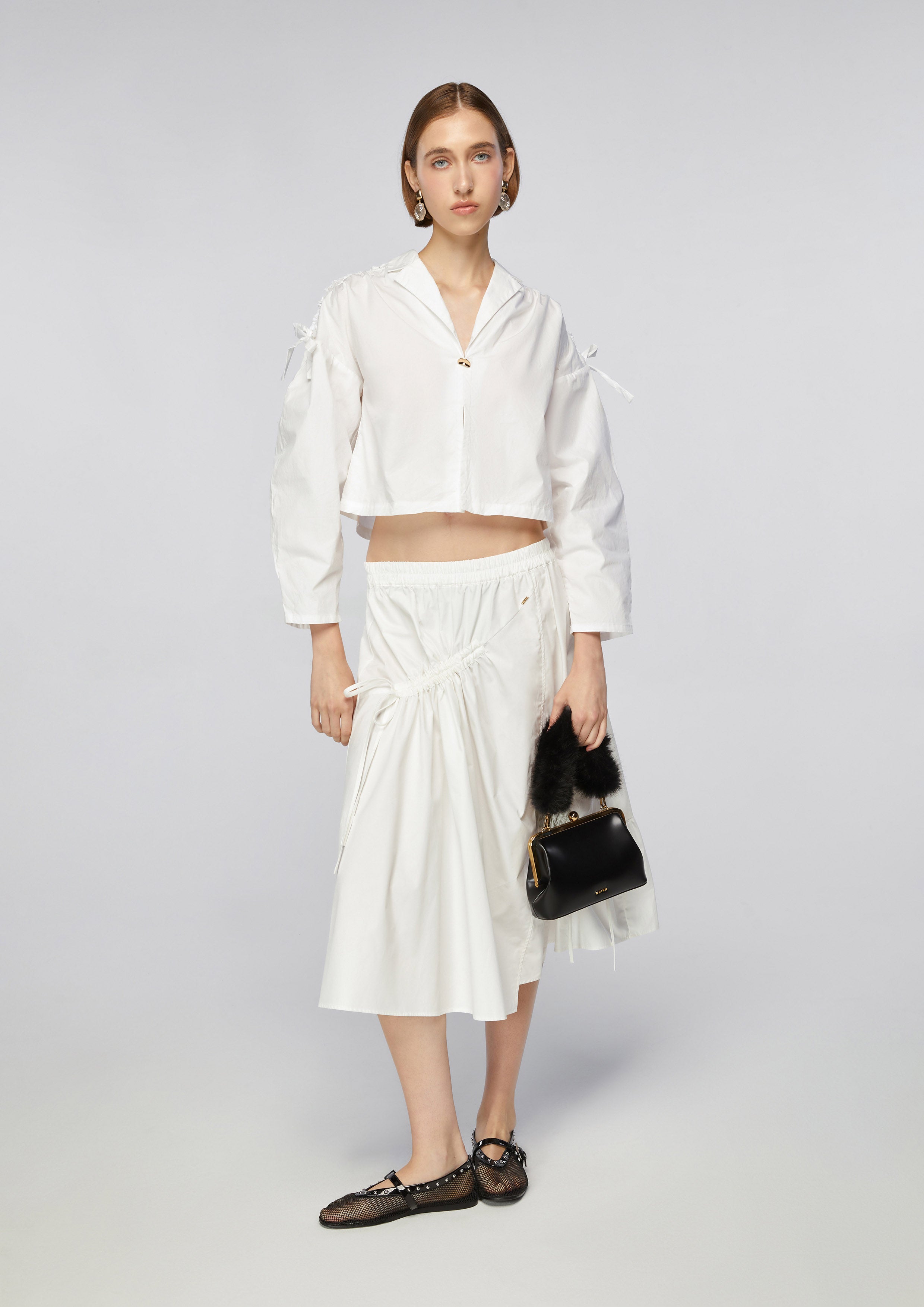 Drawstring Trim Midi Skirt