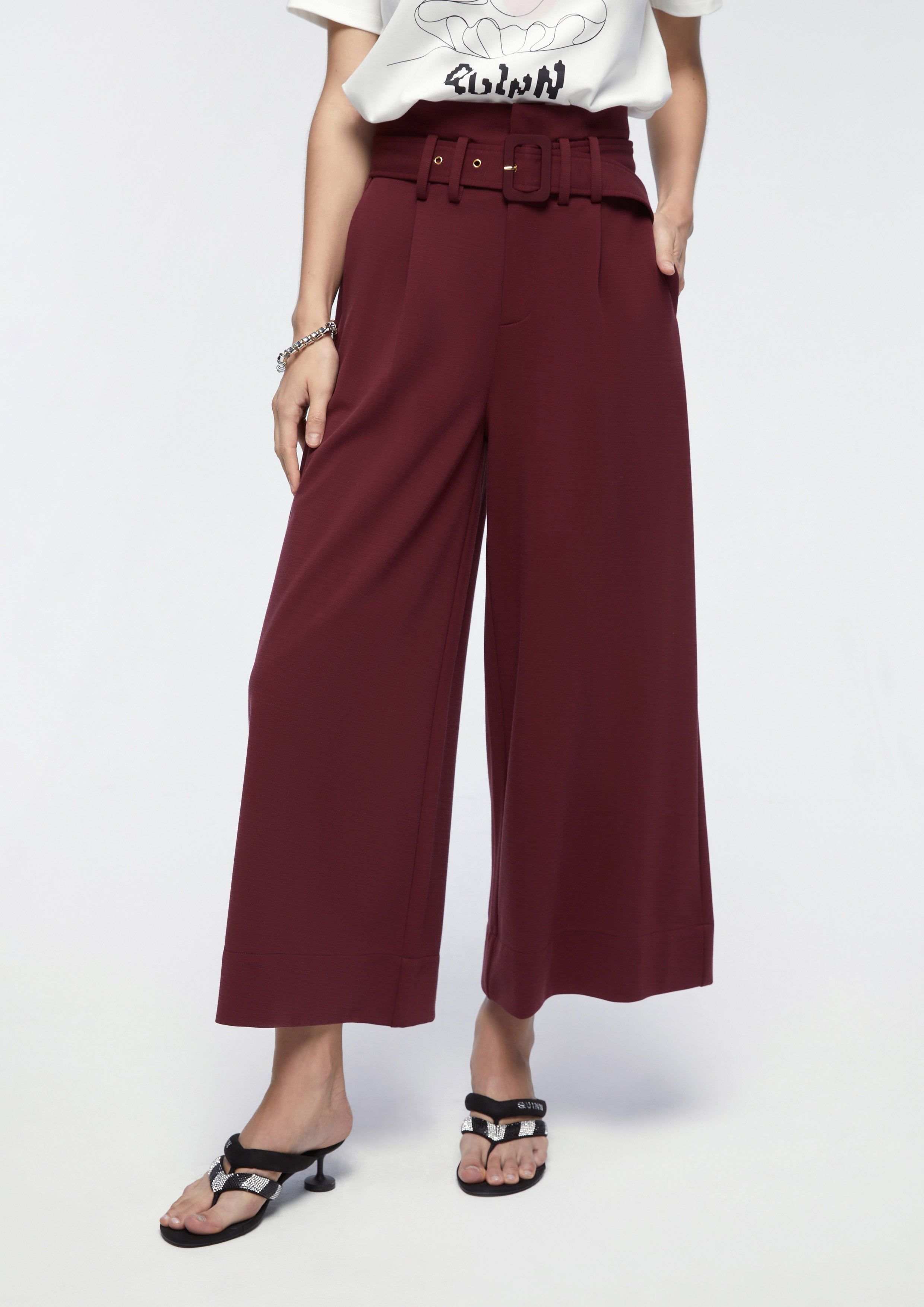High Waist Pants With Buckle