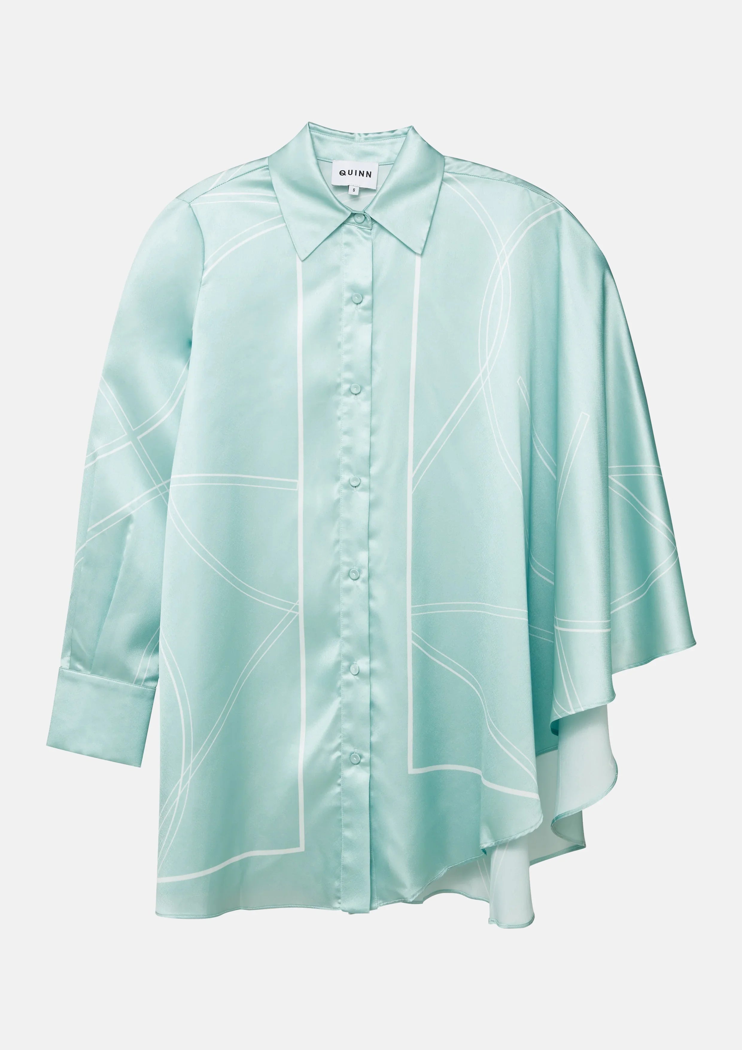 Asymmetric Hem Satin Shirt - Studiofour