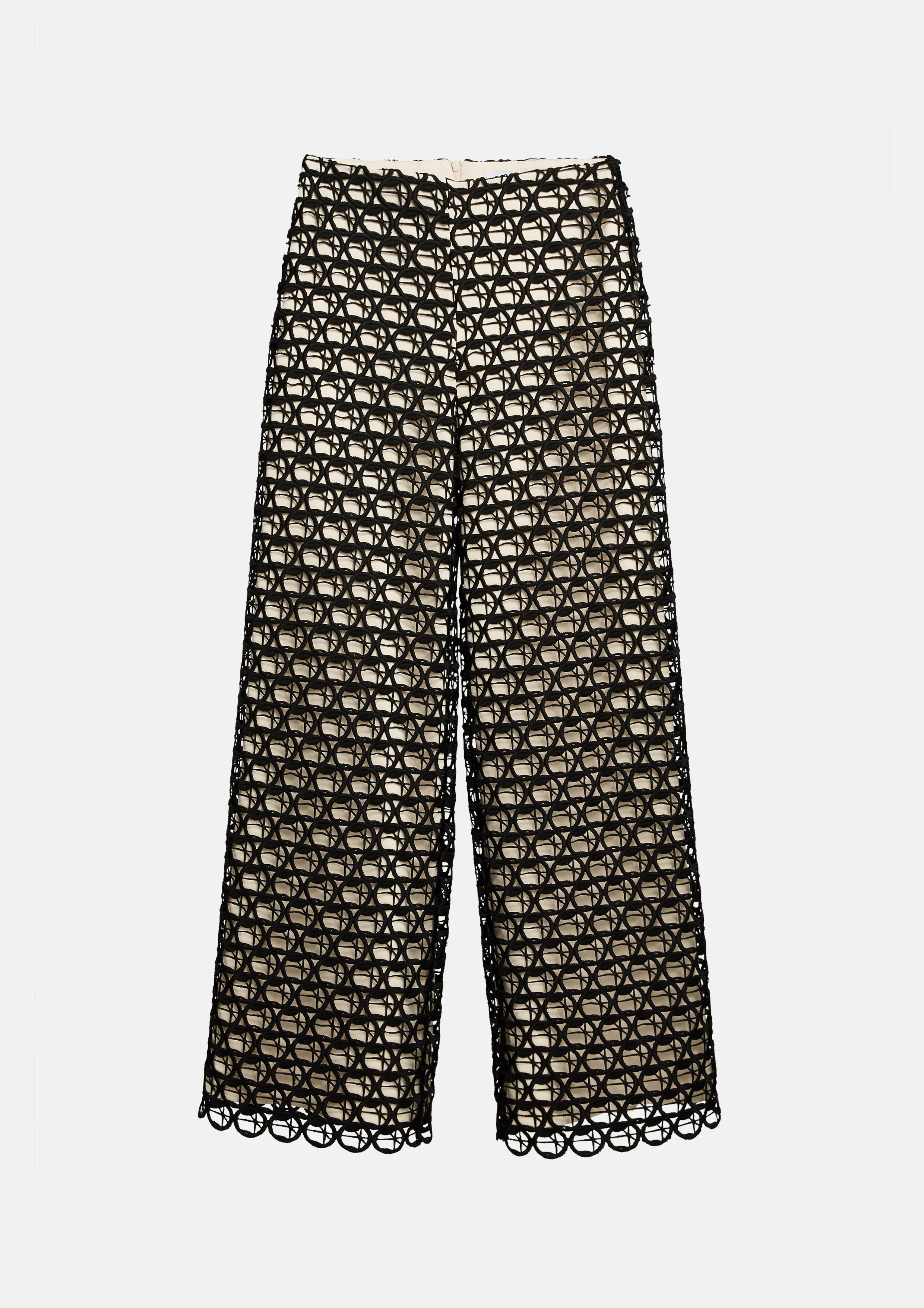 กางเกงขายาวเลเยอร์ผ้าตาข่ายทรงกลม