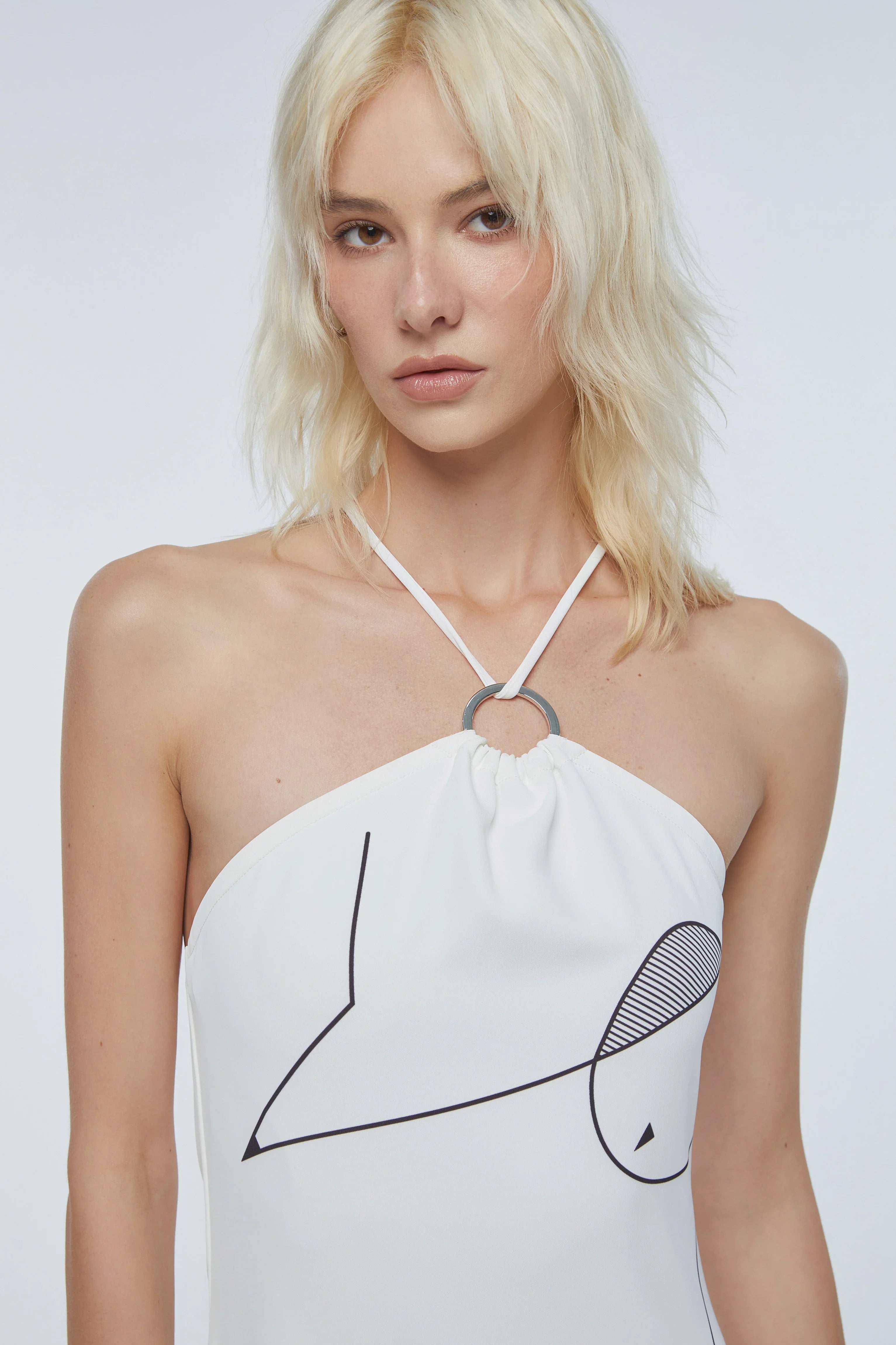 เดรสคล้องคอพิมพ์ลาย