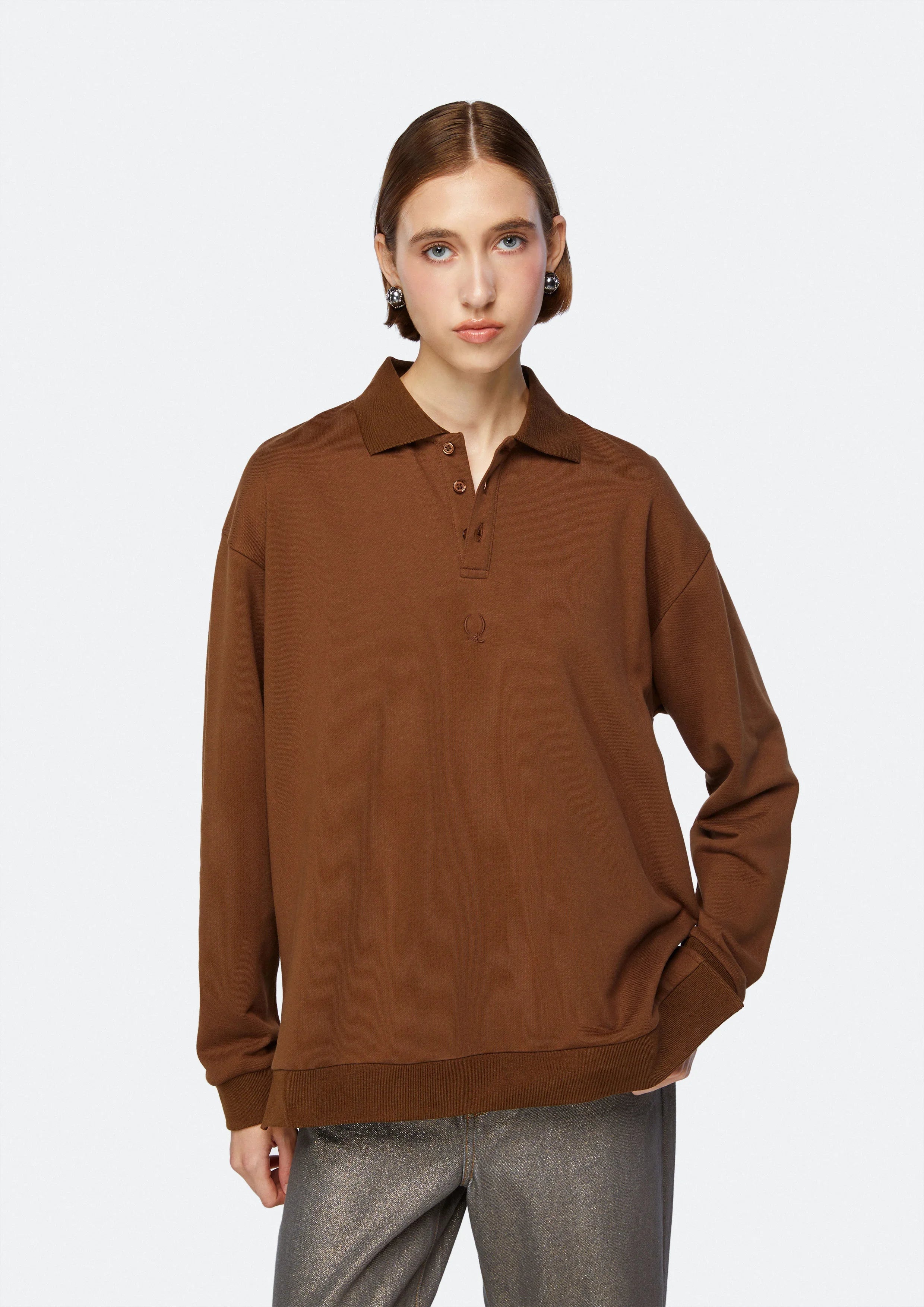Knitted Long Sleeve Polo T-Shirt