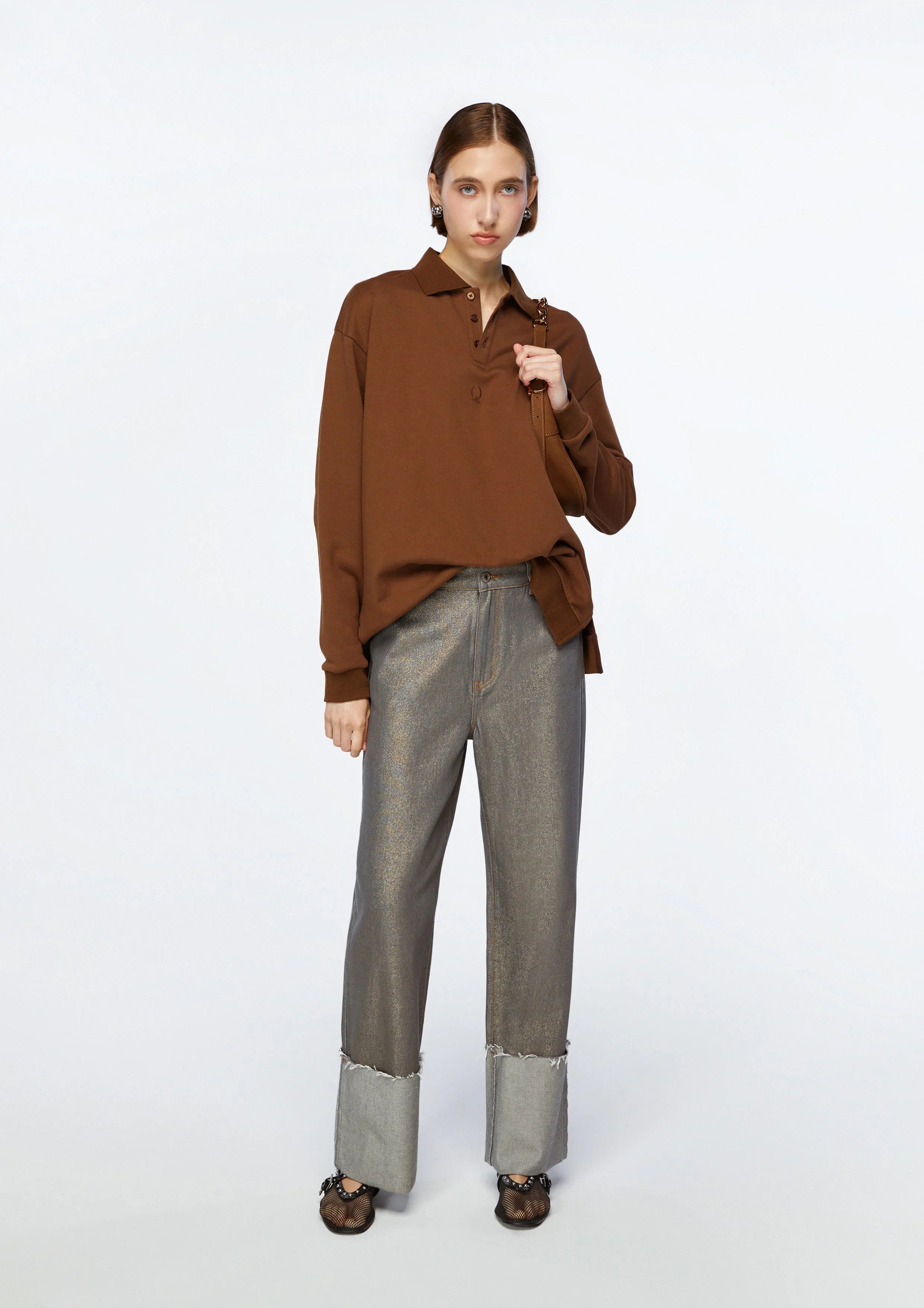 Knitted Long Sleeve Polo T-Shirt