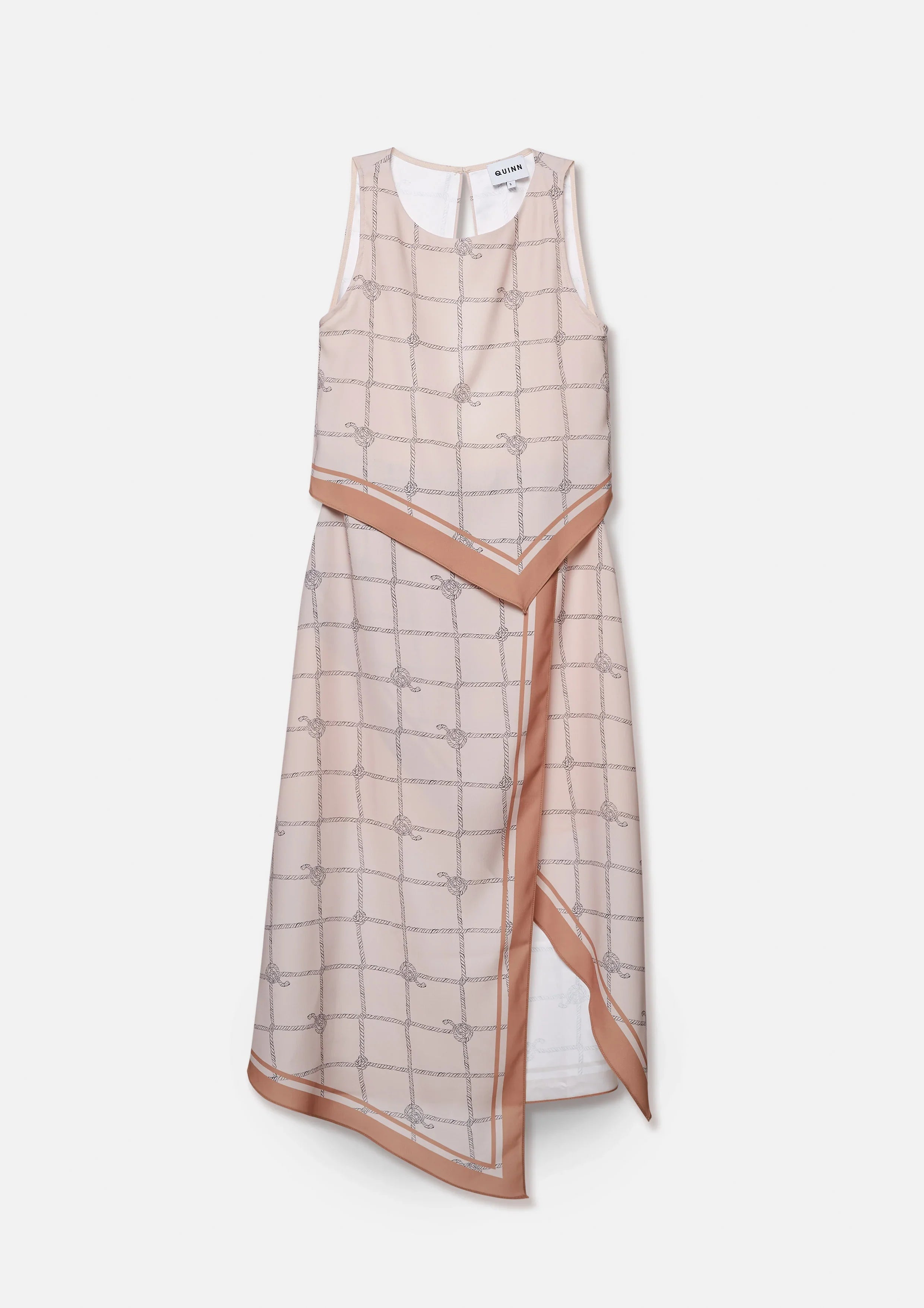 Quinn Knot Sleeveless Asymetric Midi Dress