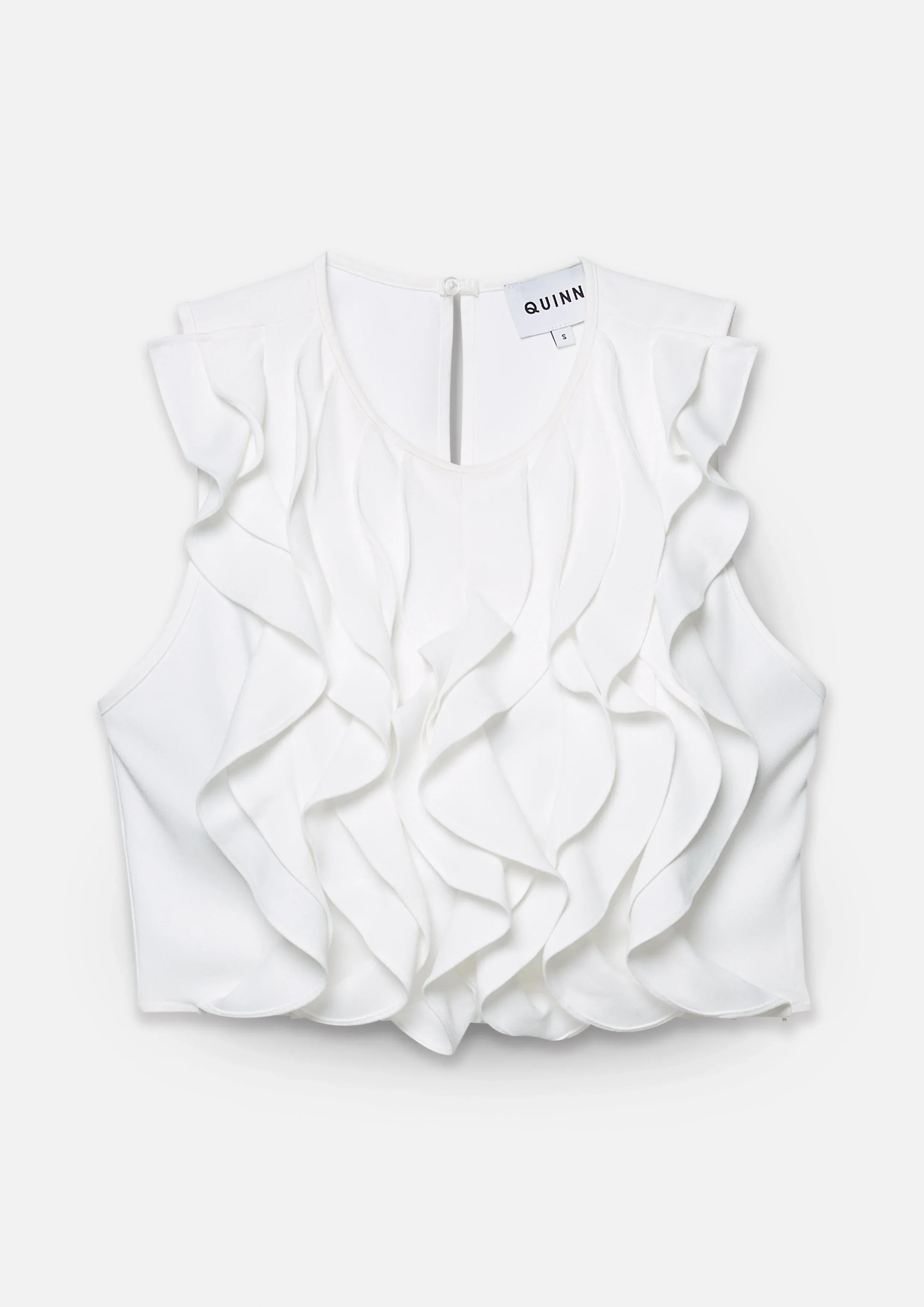 เสื้อครอปแขนกุดแต่งระบาย