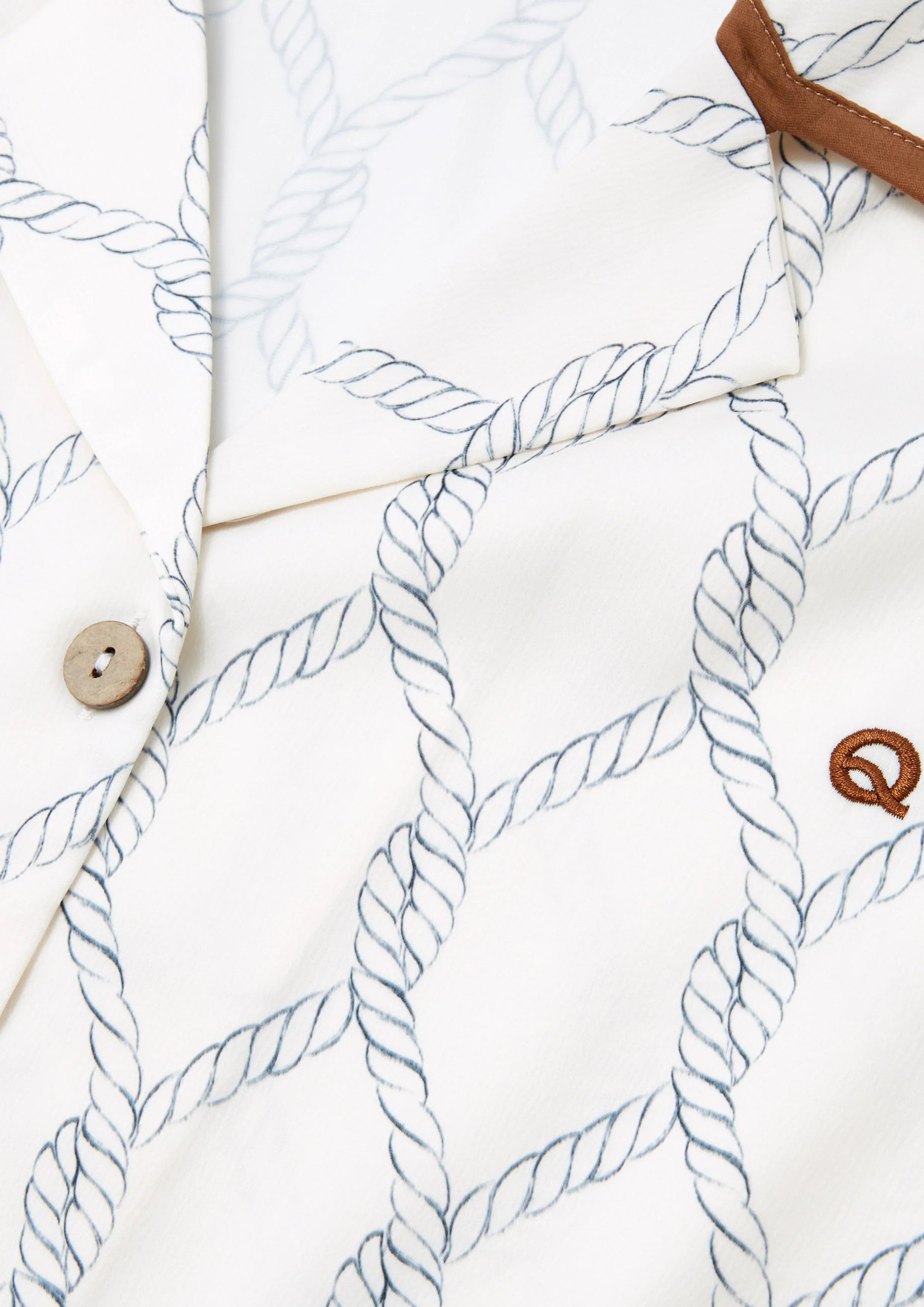 เสื้อเชิ้ตทรงครอปแขนสั้นลายเชือก Nautical Robe