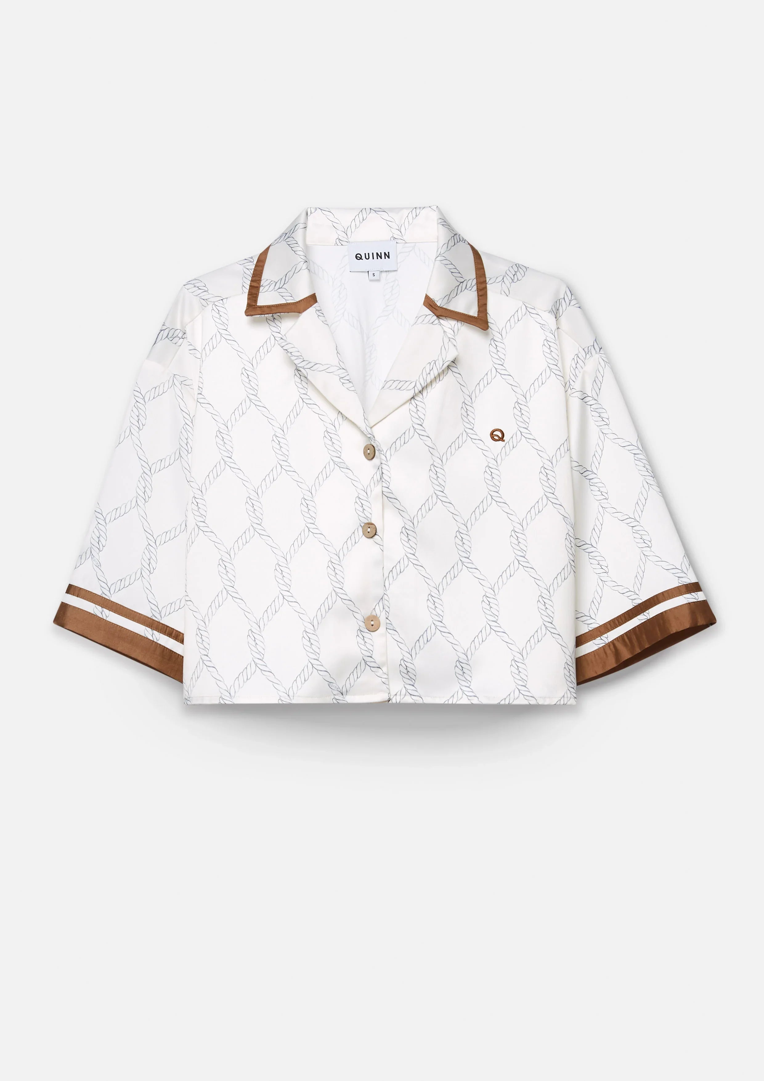 เสื้อเชิ้ตทรงครอปแขนสั้นลายเชือก Nautical Robe