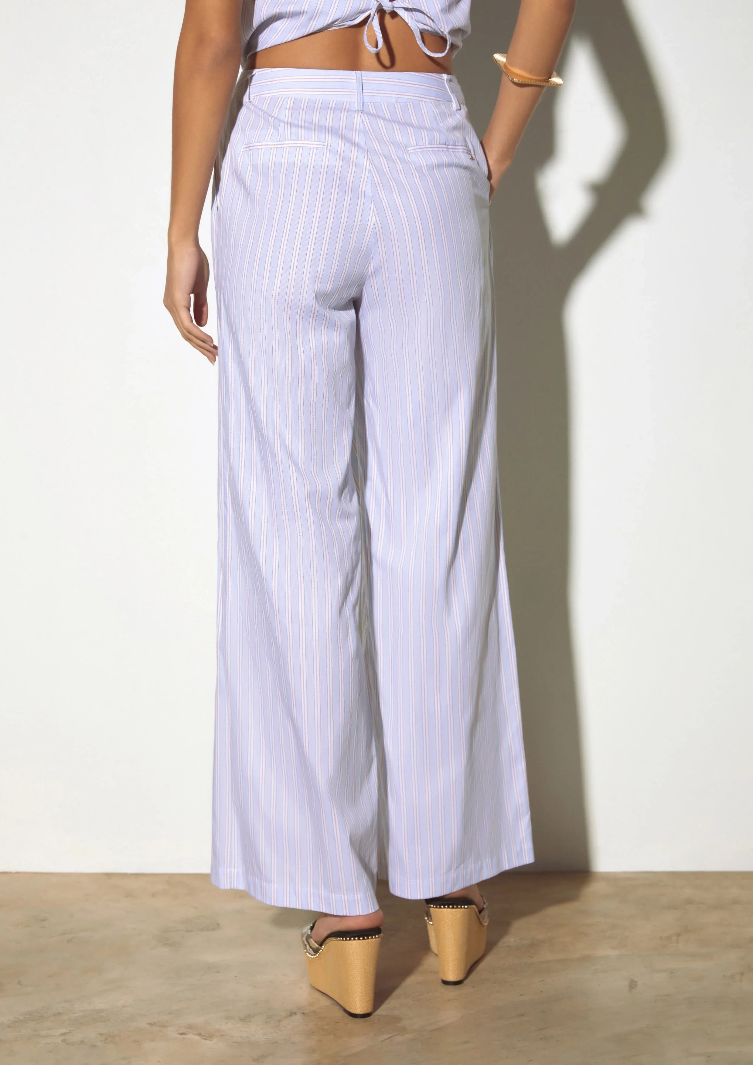 Asymmetric Draped Striped Pants - Studiofour