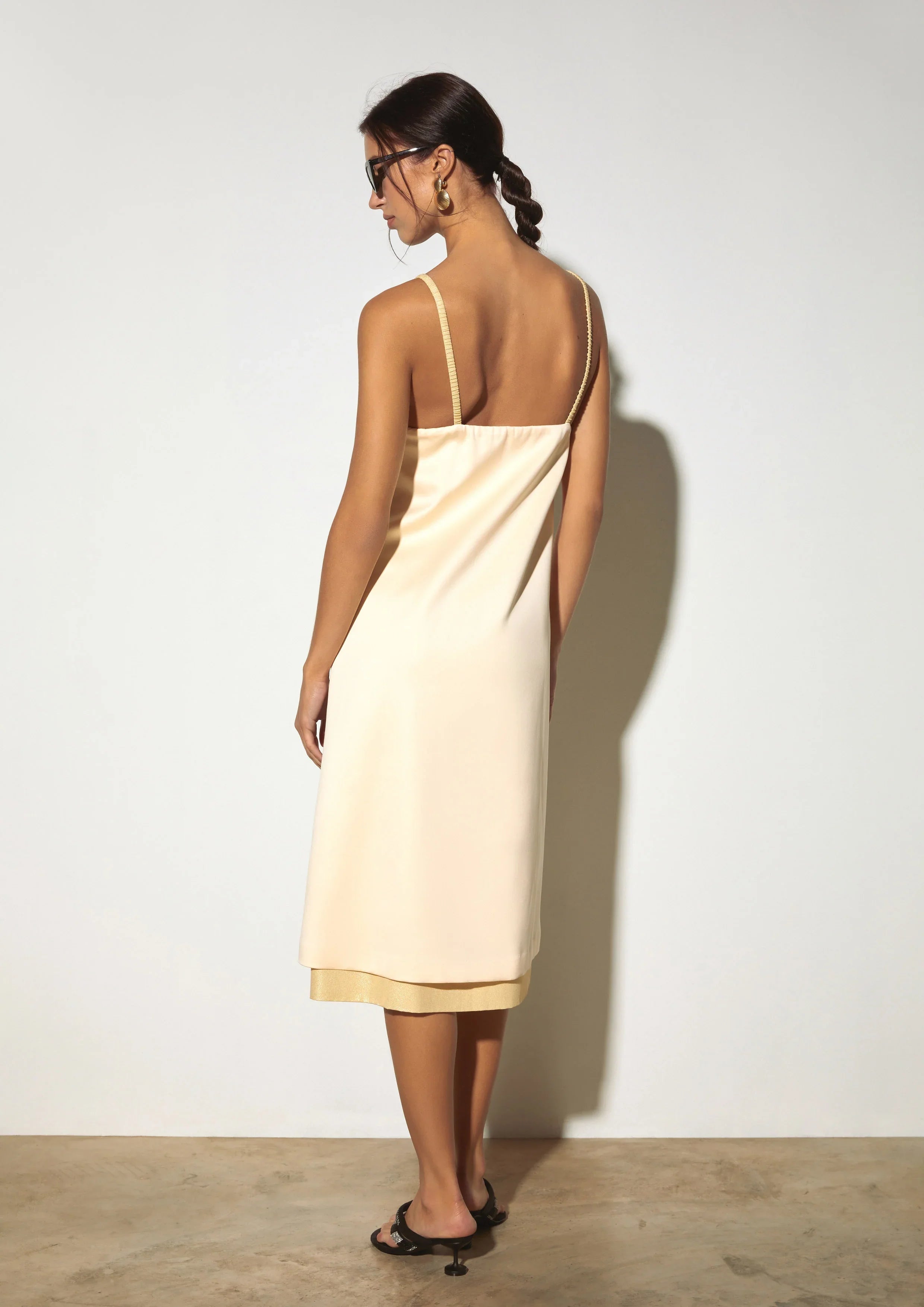Artichoke-Detail Satin Midi Dress - Studiofour