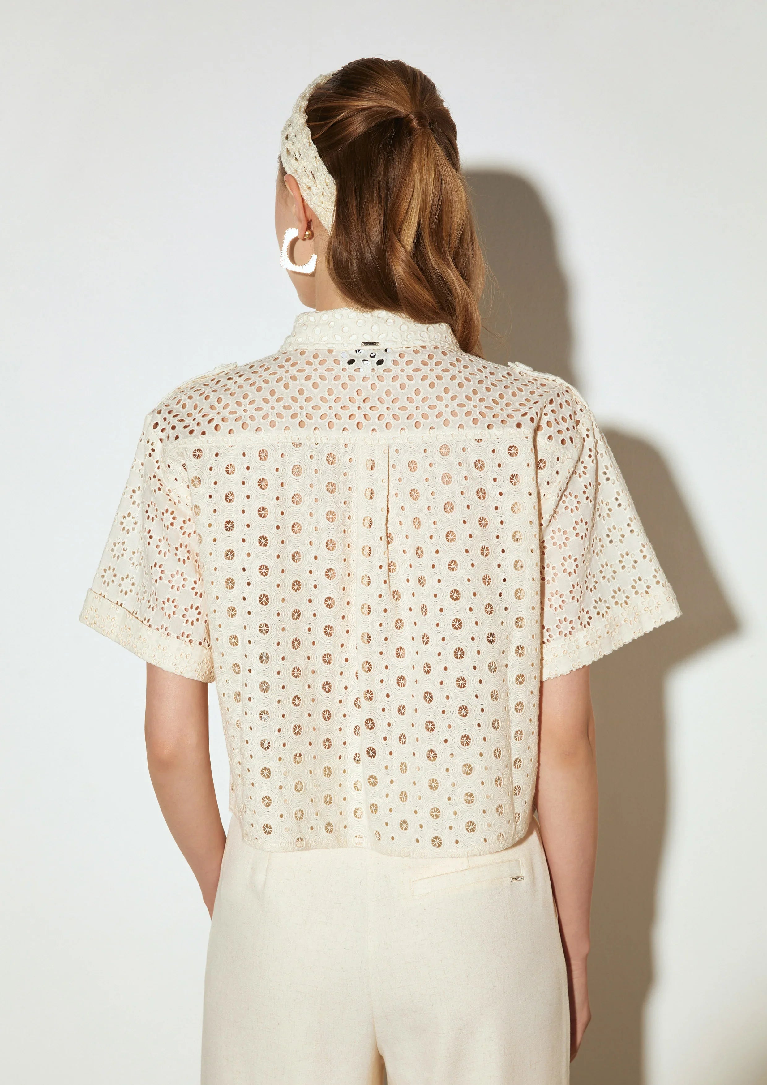 Lace Eyelet Short Sleeve Shirt