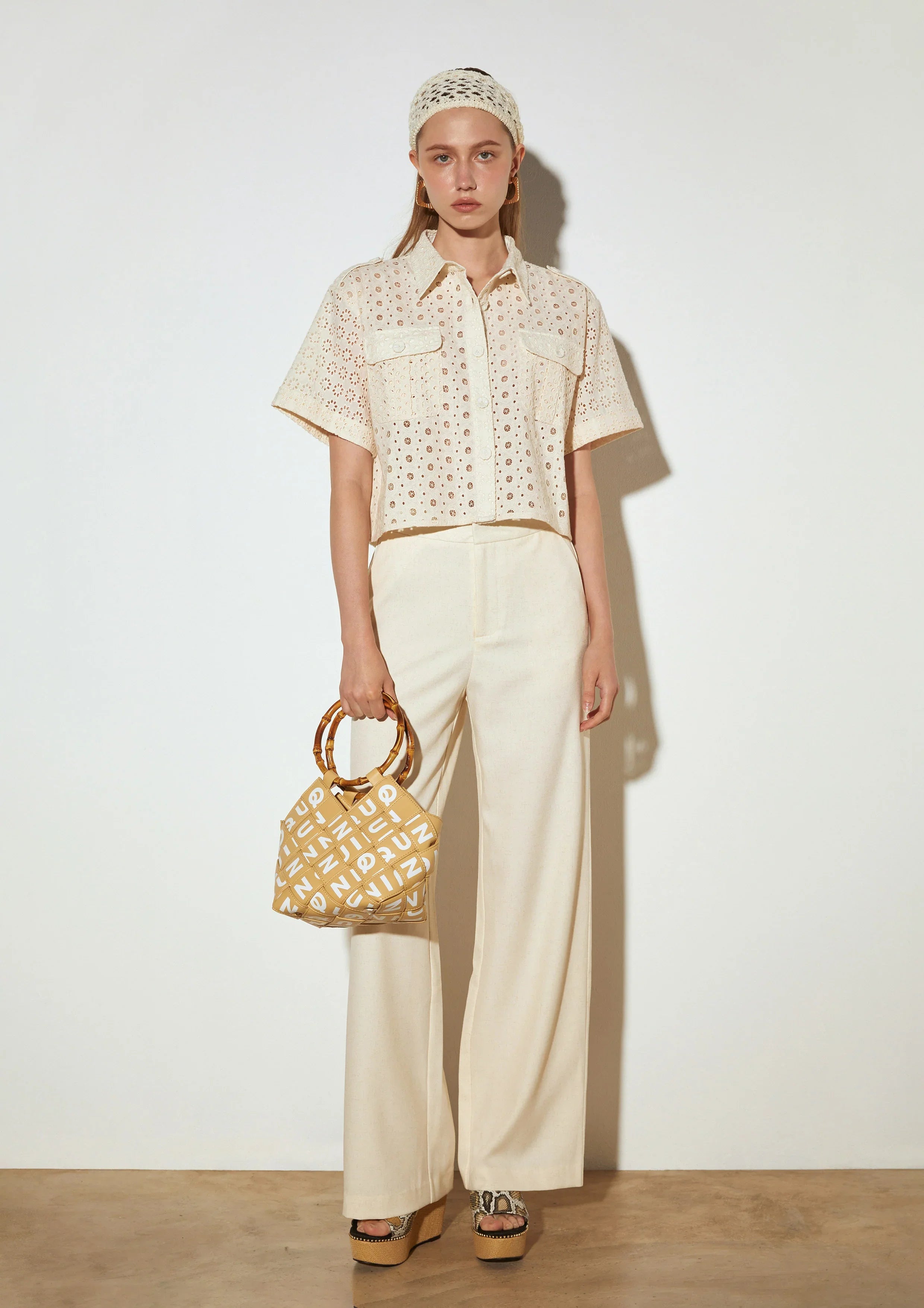 Lace Eyelet Short Sleeve Shirt