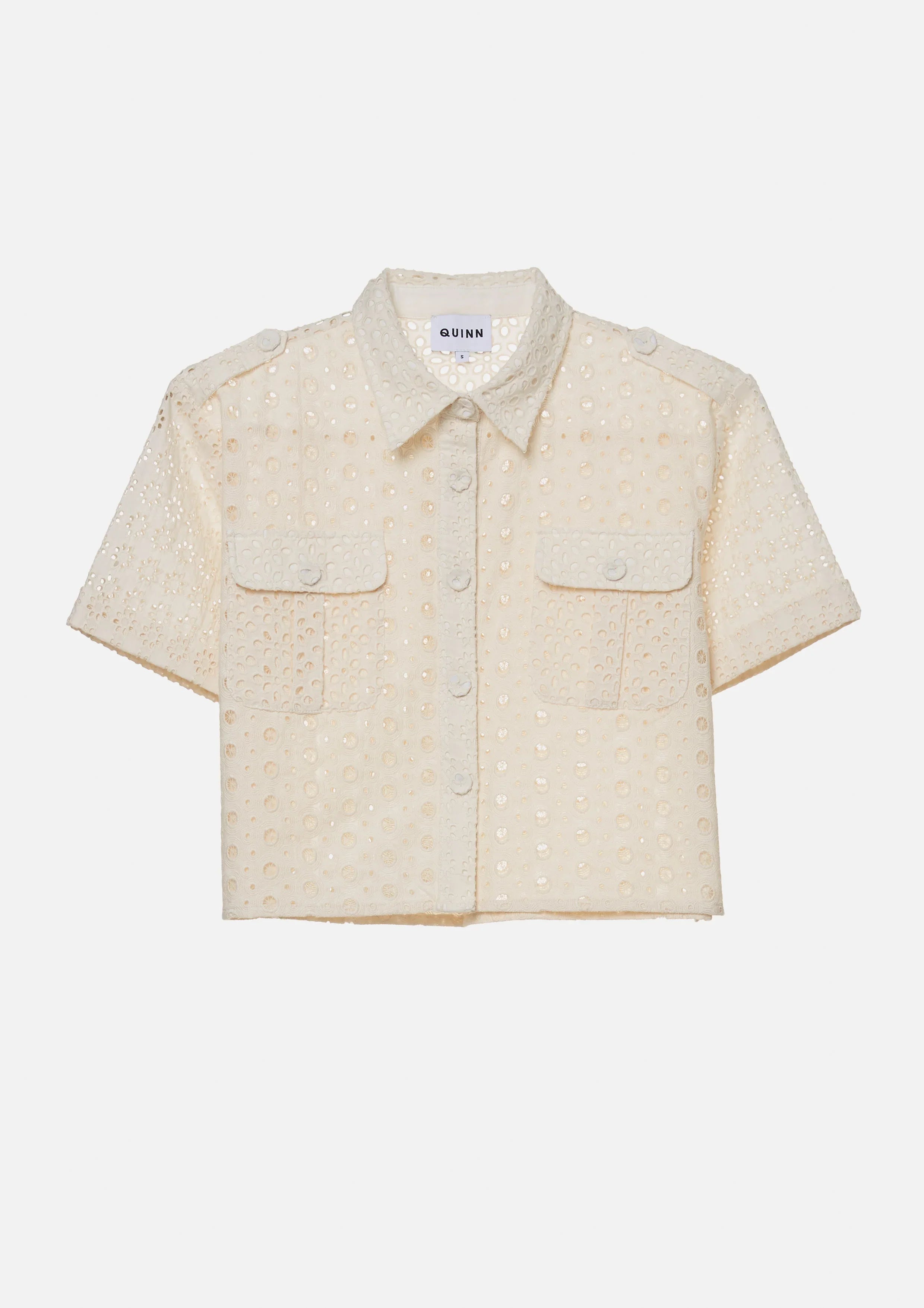 Lace Eyelet Short Sleeve Shirt