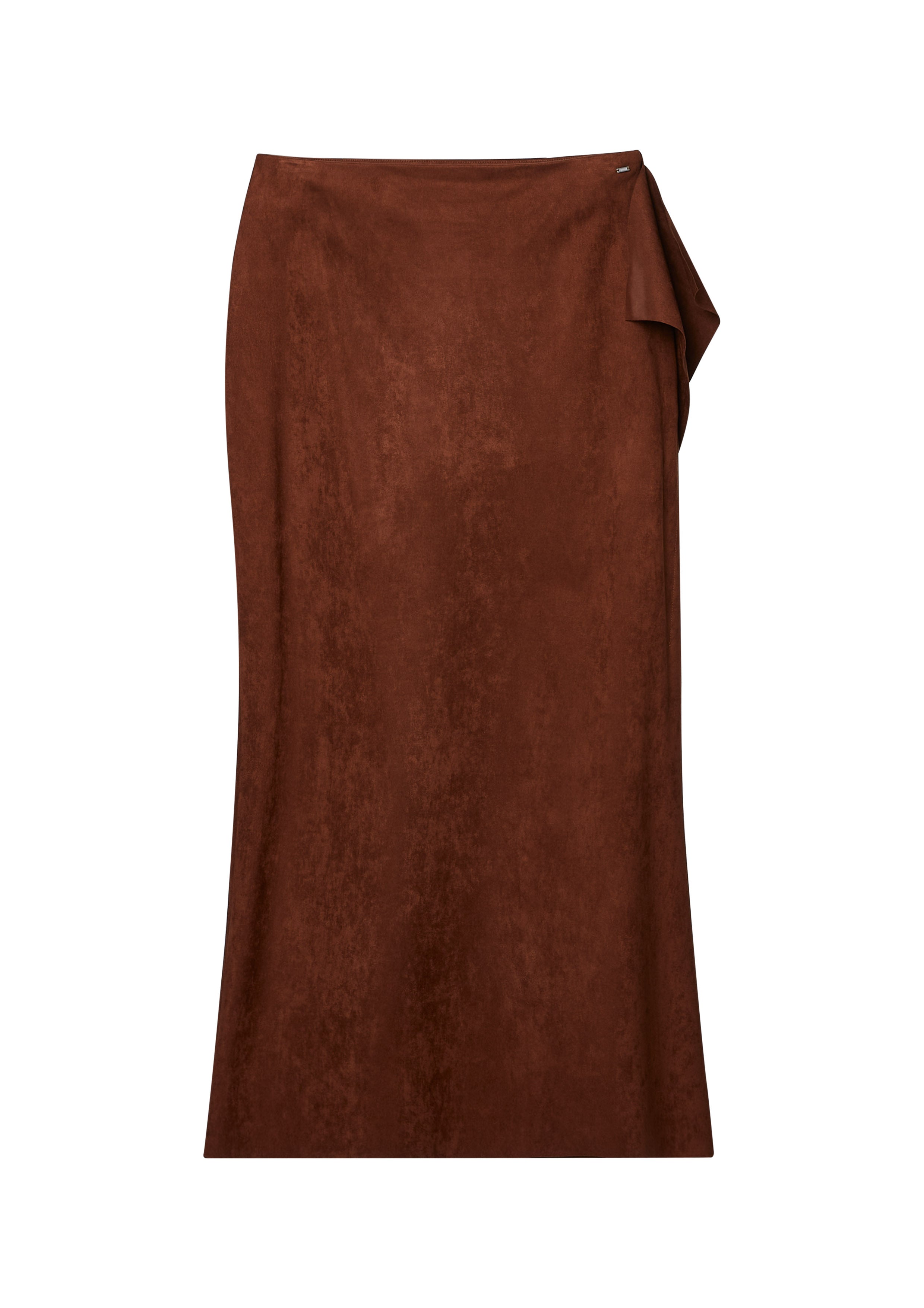 กระโปรงมิดิหนังกลับแต่งผ้าระบาย