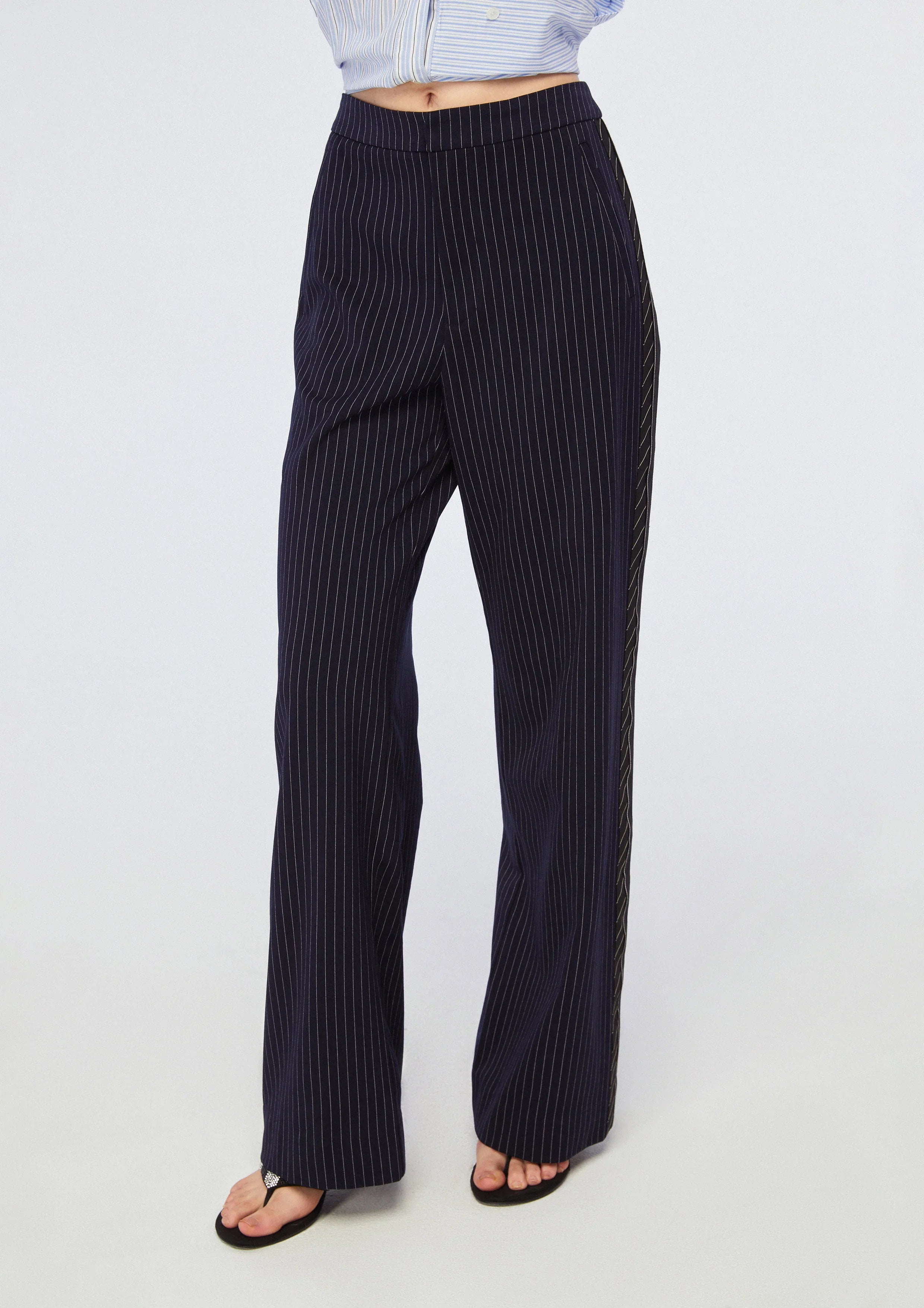 Pinstripe High Waist Pants