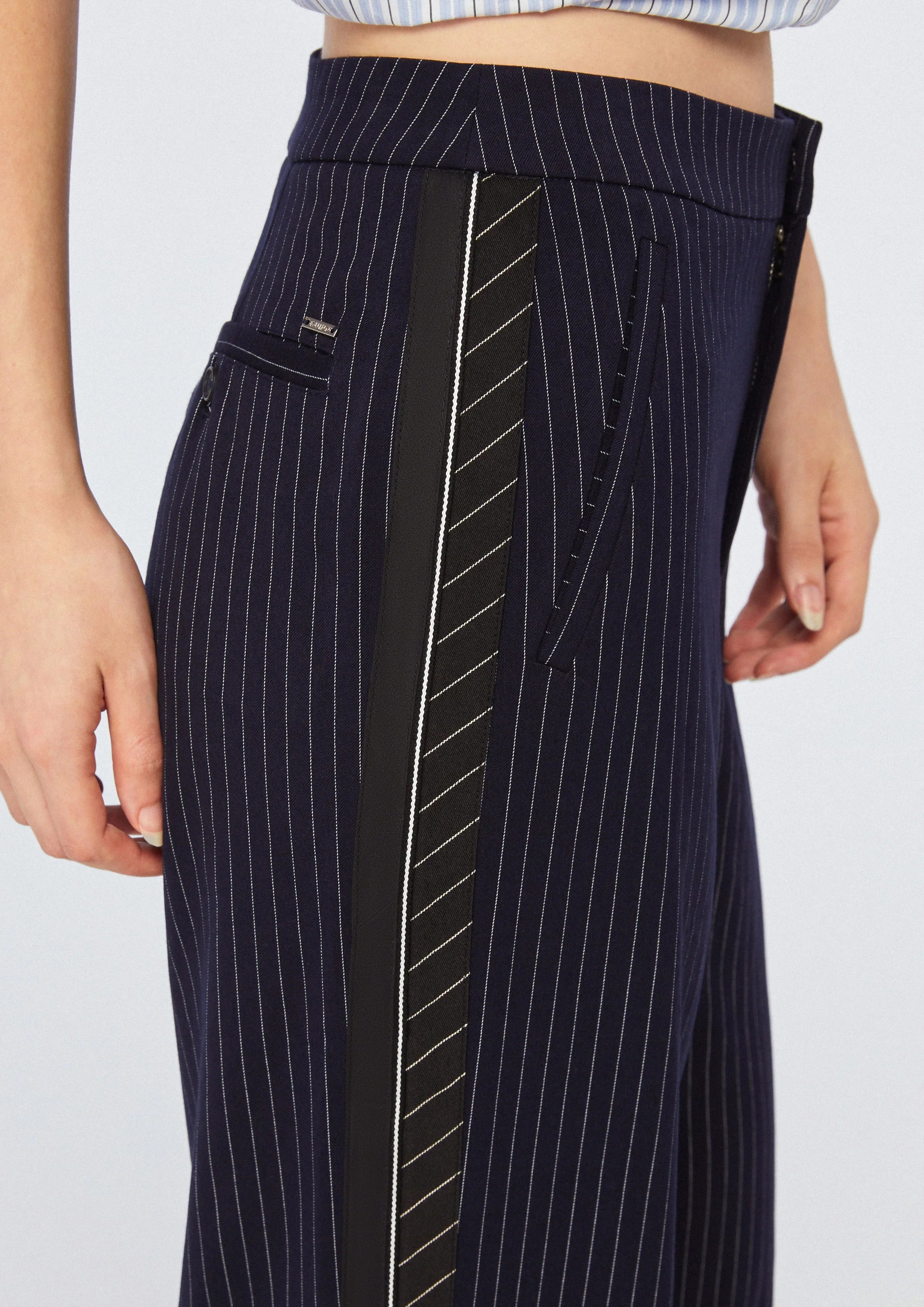 Pinstripe High Waist Pants
