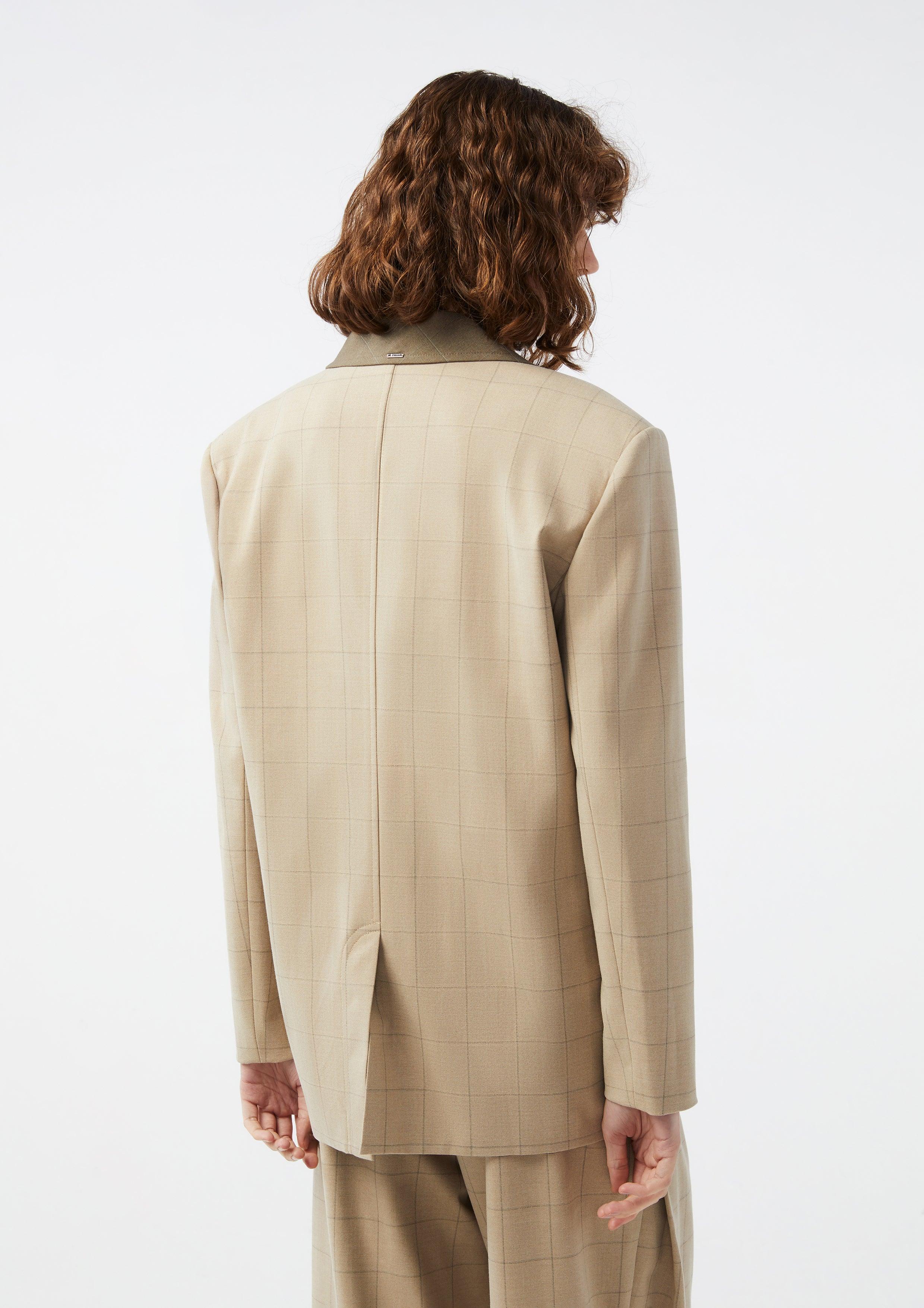 Checkered and Sequin Floral Embellished Blazer