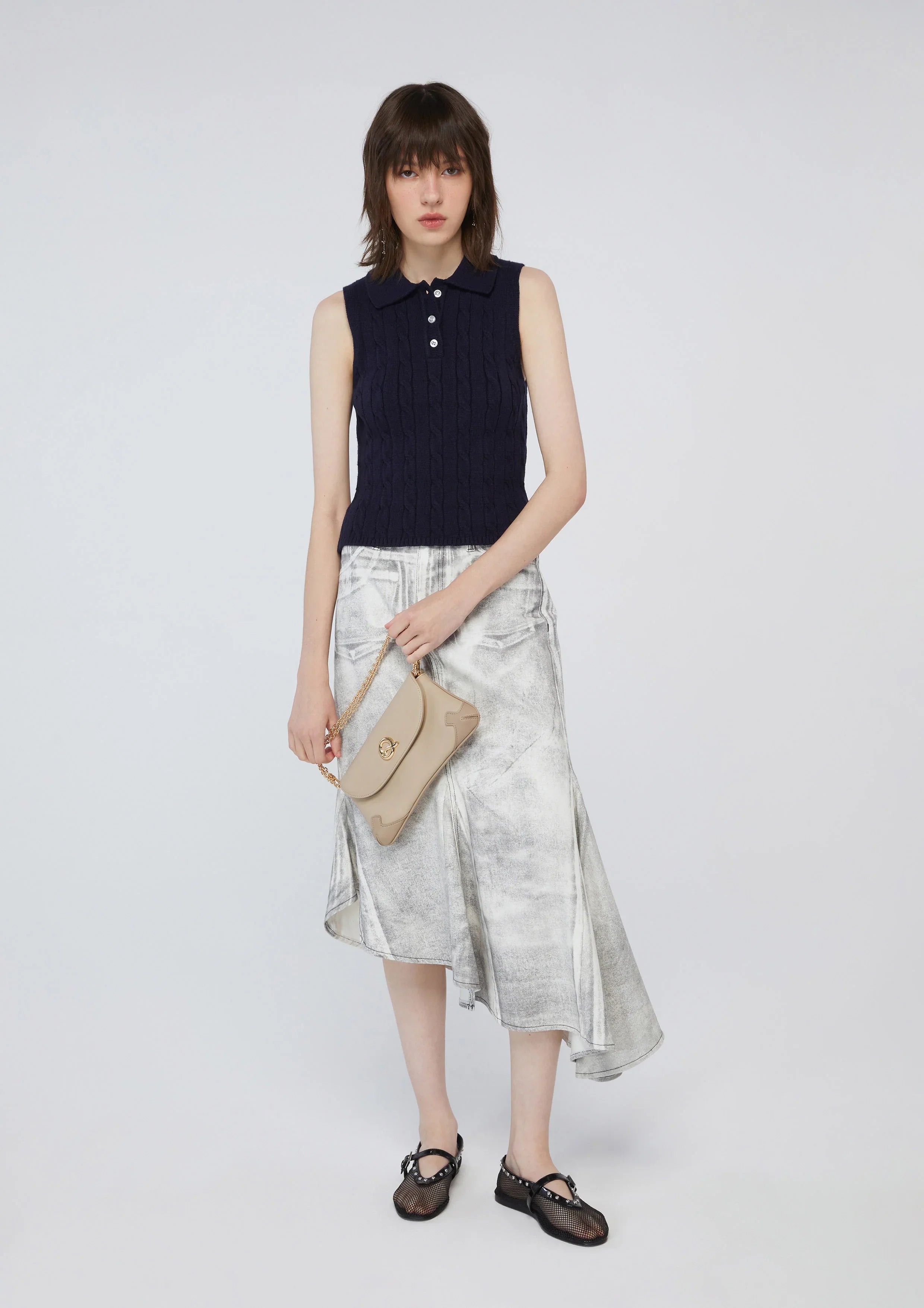 Knitted Polo Sleeveless Top