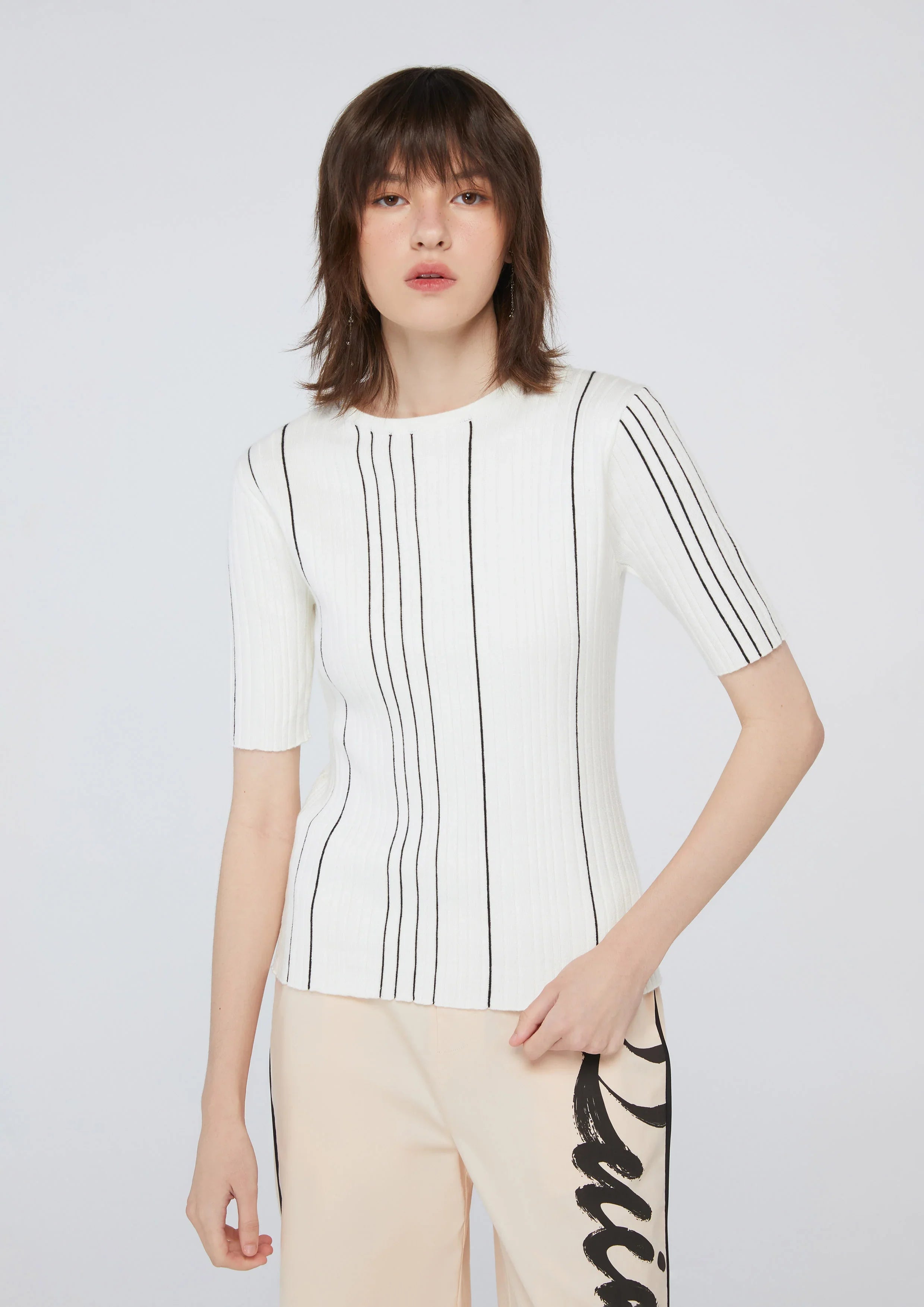 เสื้อนิตแขนสั้นลายทาง