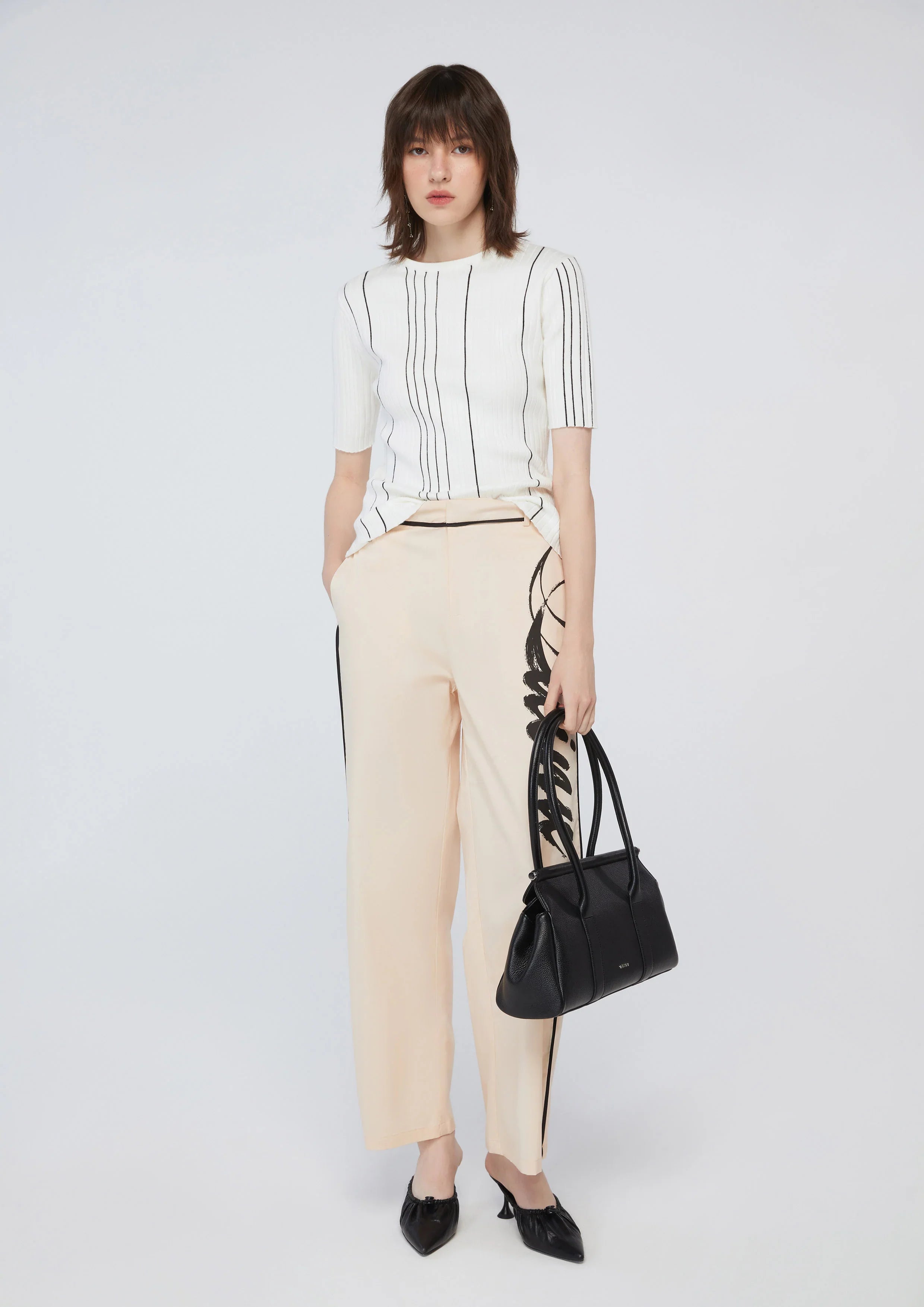 เสื้อนิตแขนสั้นลายทาง