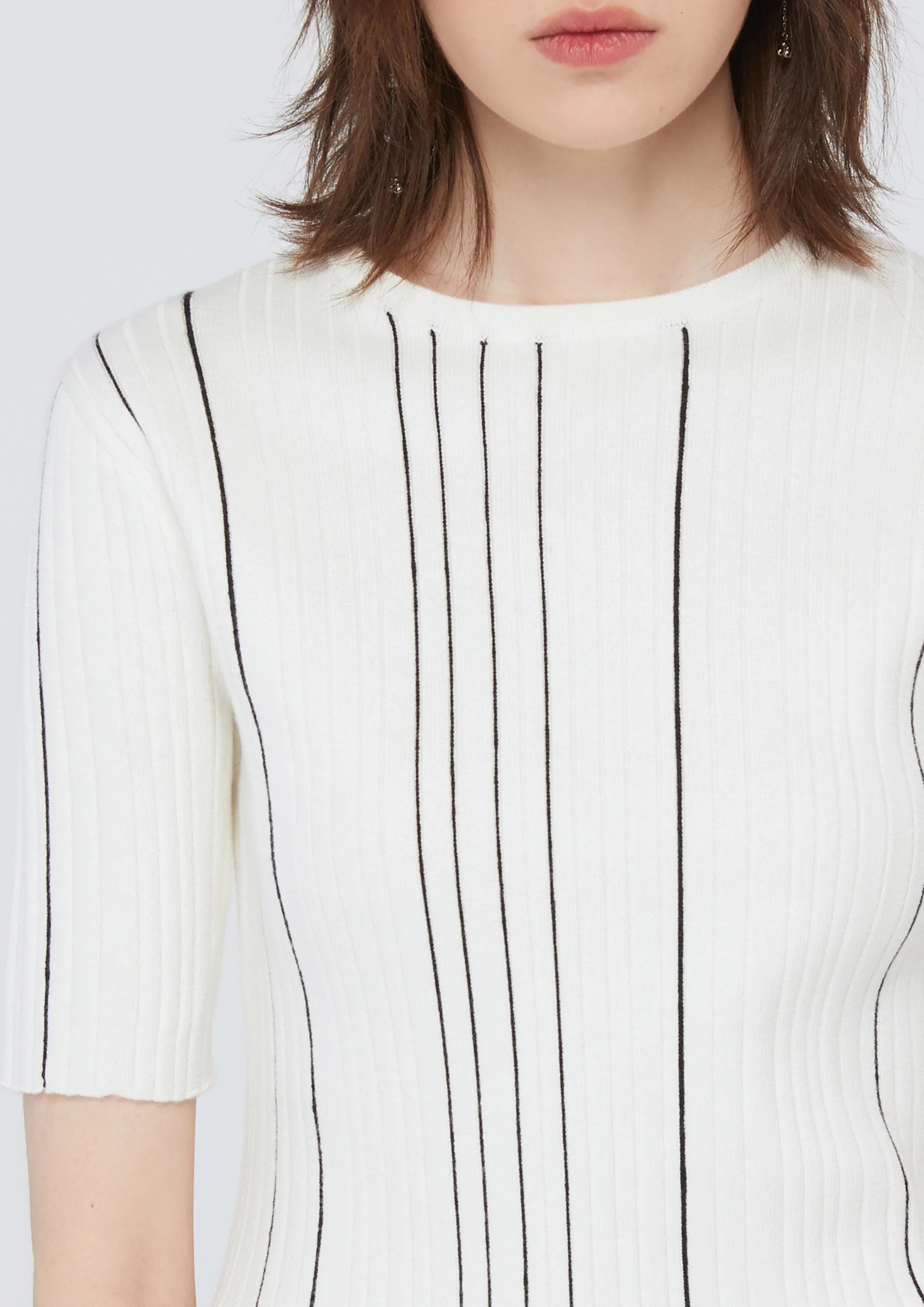 เสื้อนิตแขนสั้นลายทาง