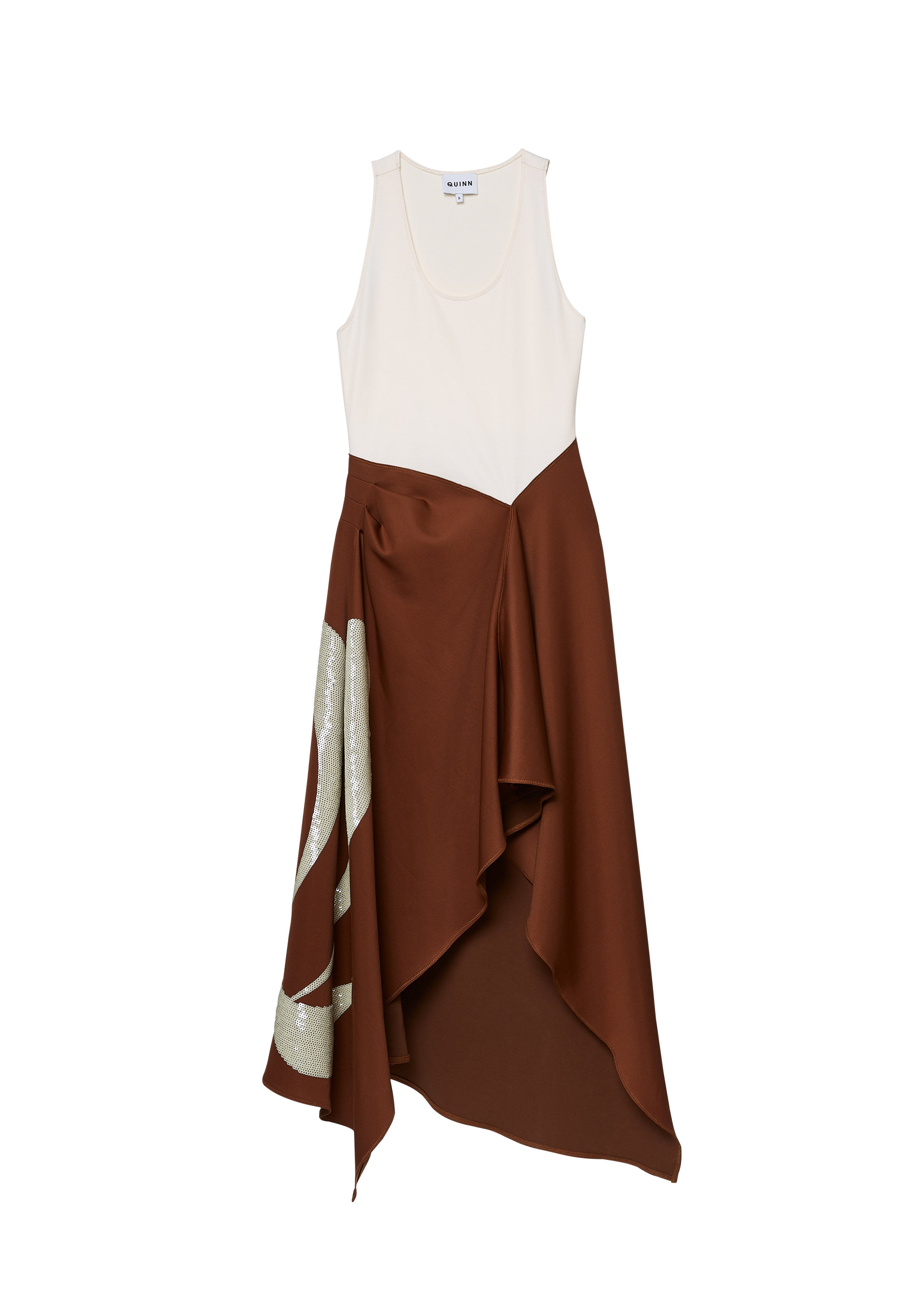 กระโปรงซาตินอสมมาตรแต่งเลื่อม