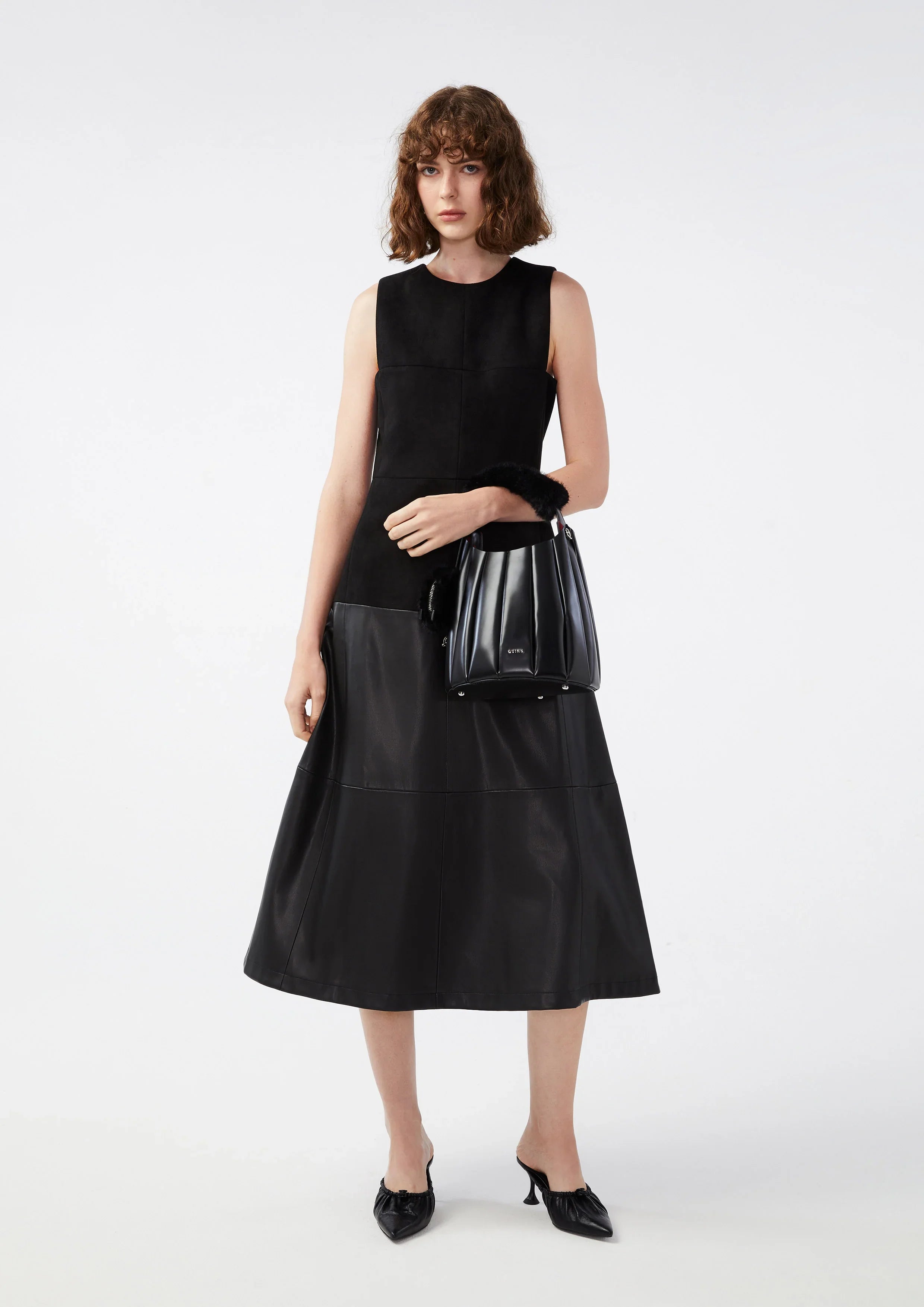 Dress With Faux Leather Panel