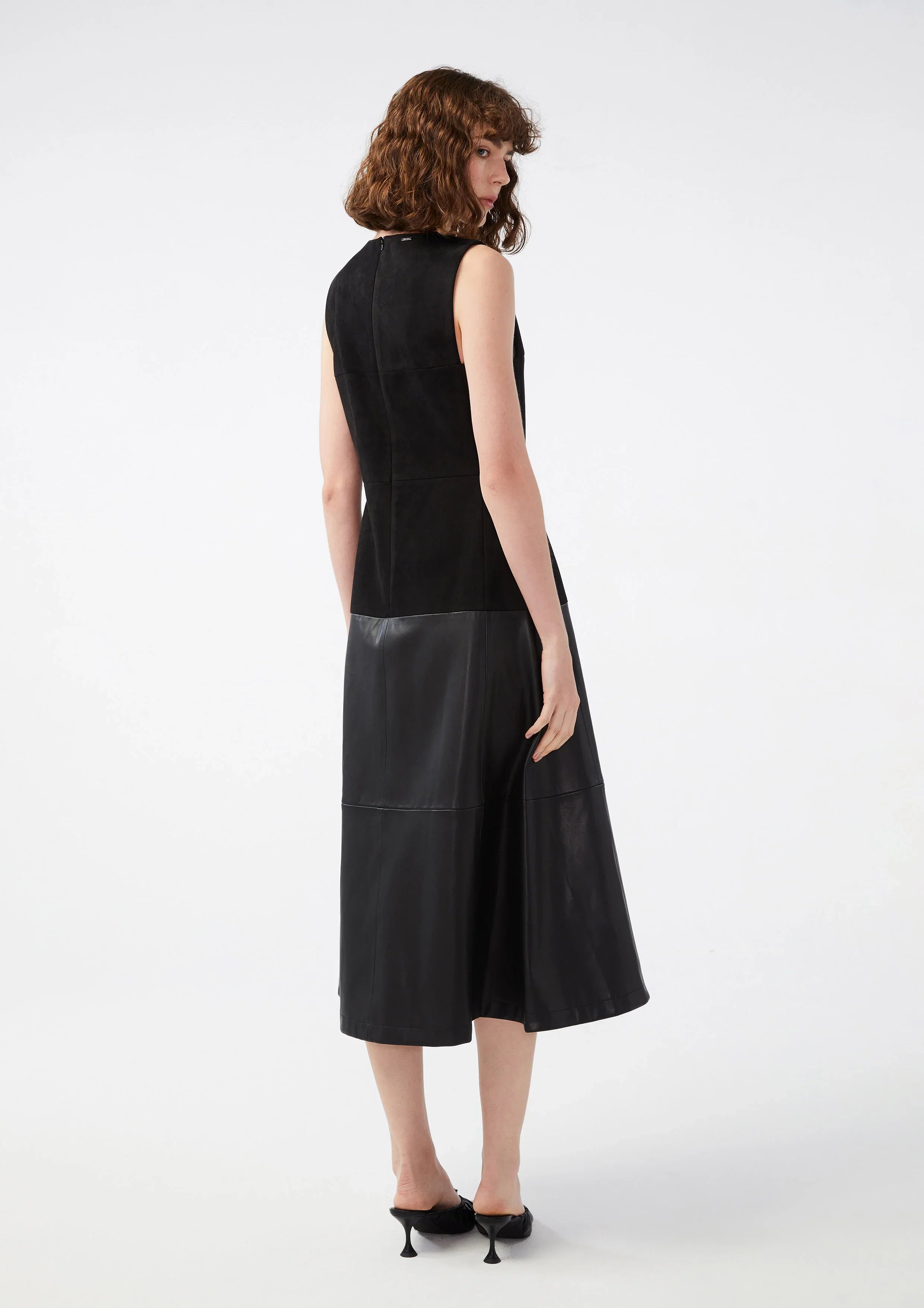 Dress With Faux Leather Panel