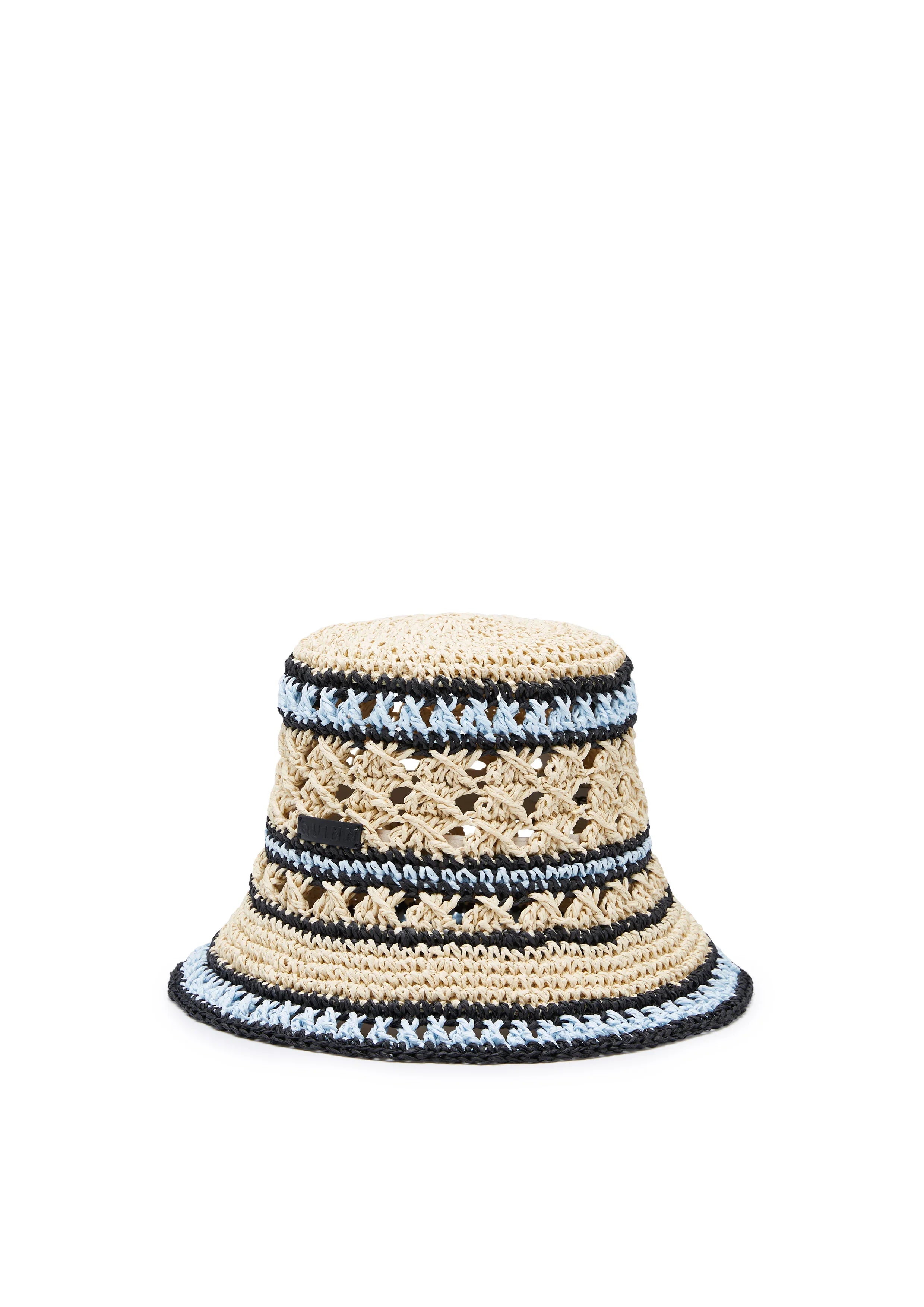 Beige Blue Black Bucket Hat