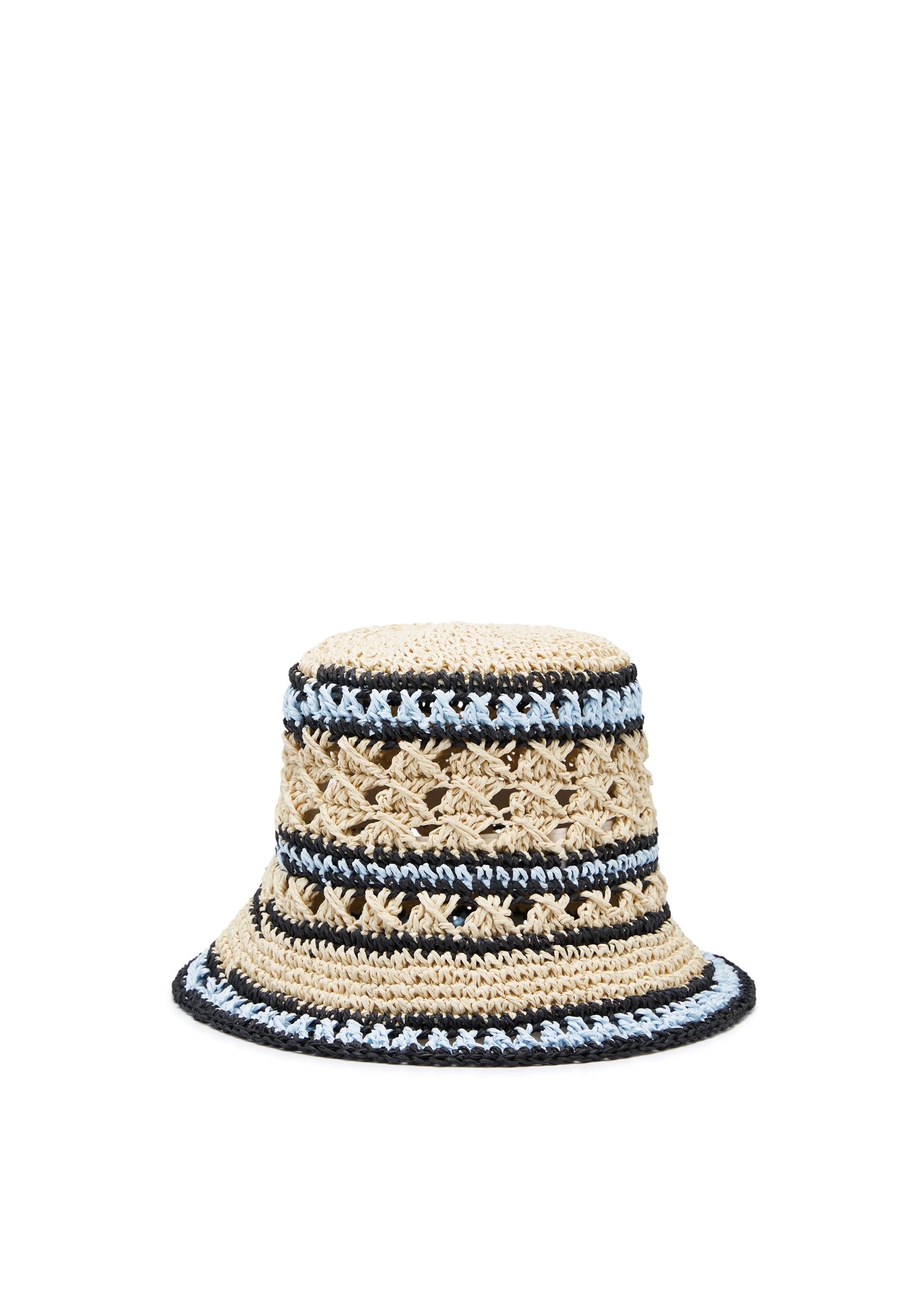 Beige Blue Black Bucket Hat