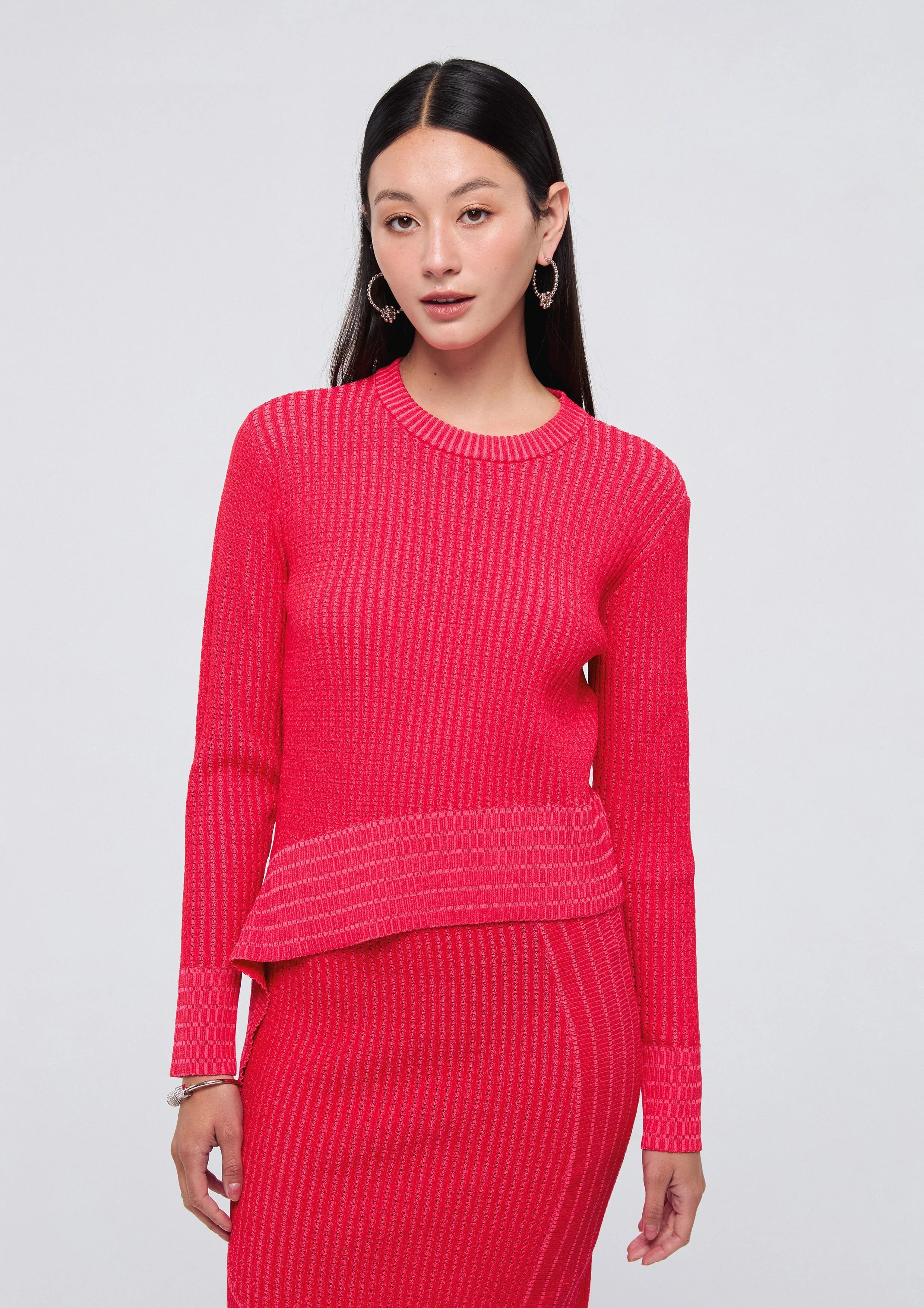 Knitted Asymmetric Long Sleeve Top