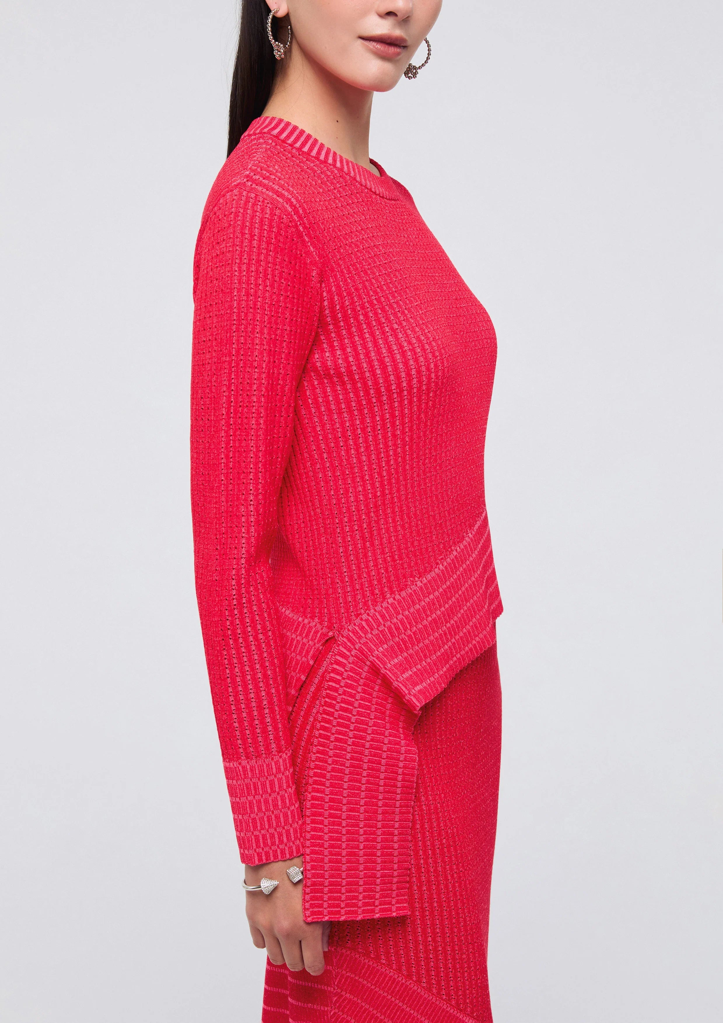 Knitted Asymmetric Long Sleeve Top