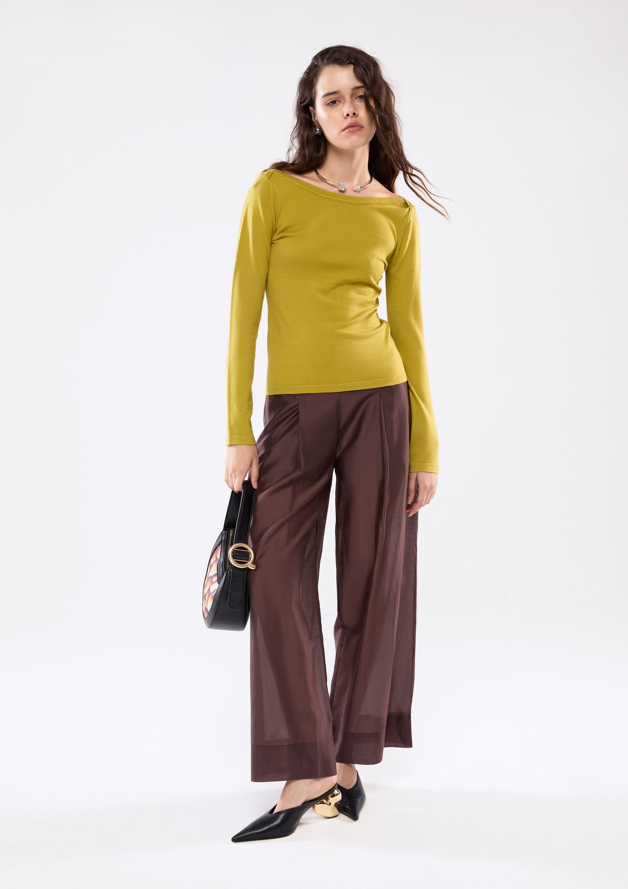 Boat Collar Knitted Top