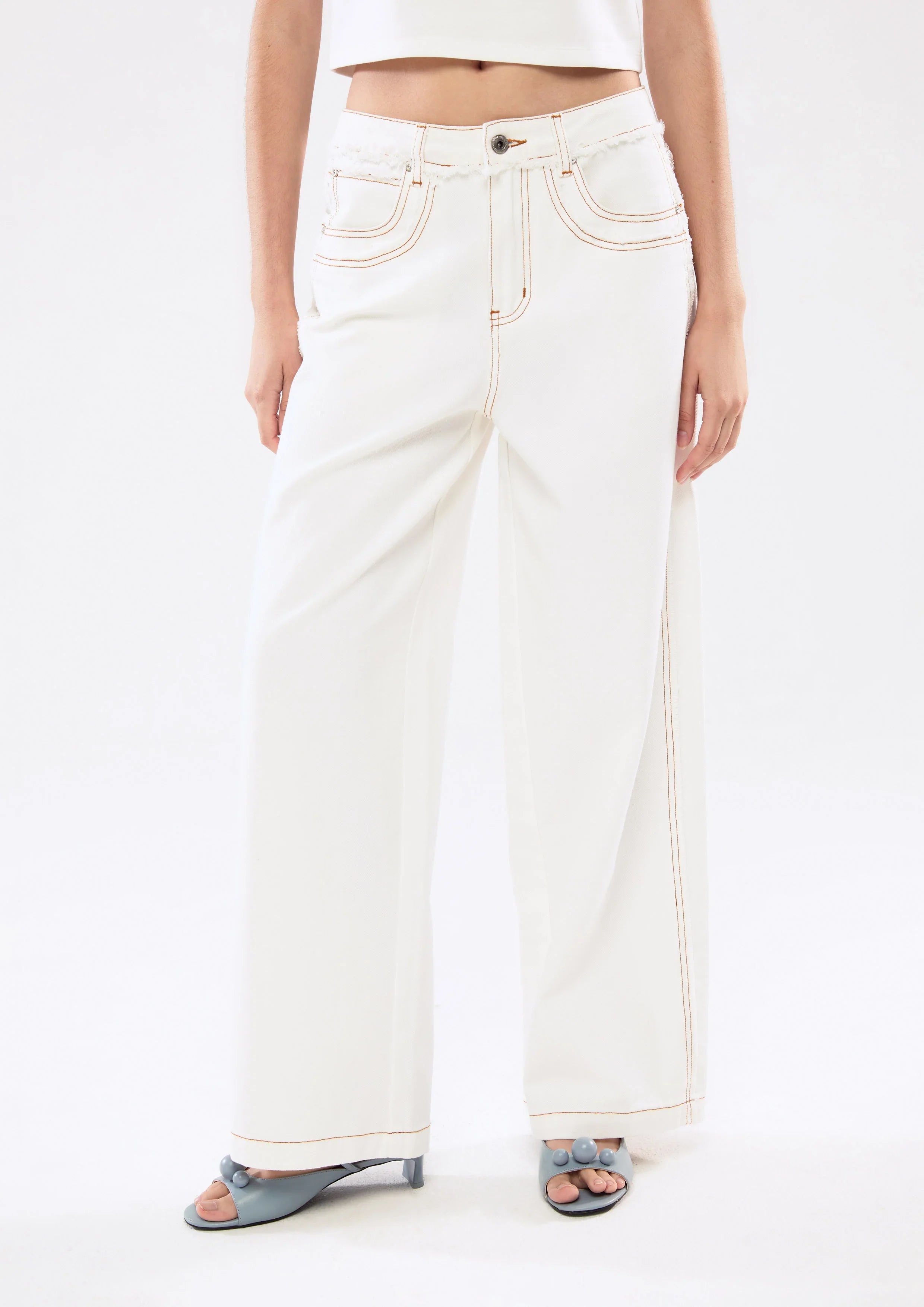 Contrast Stitching Relaxed Pants