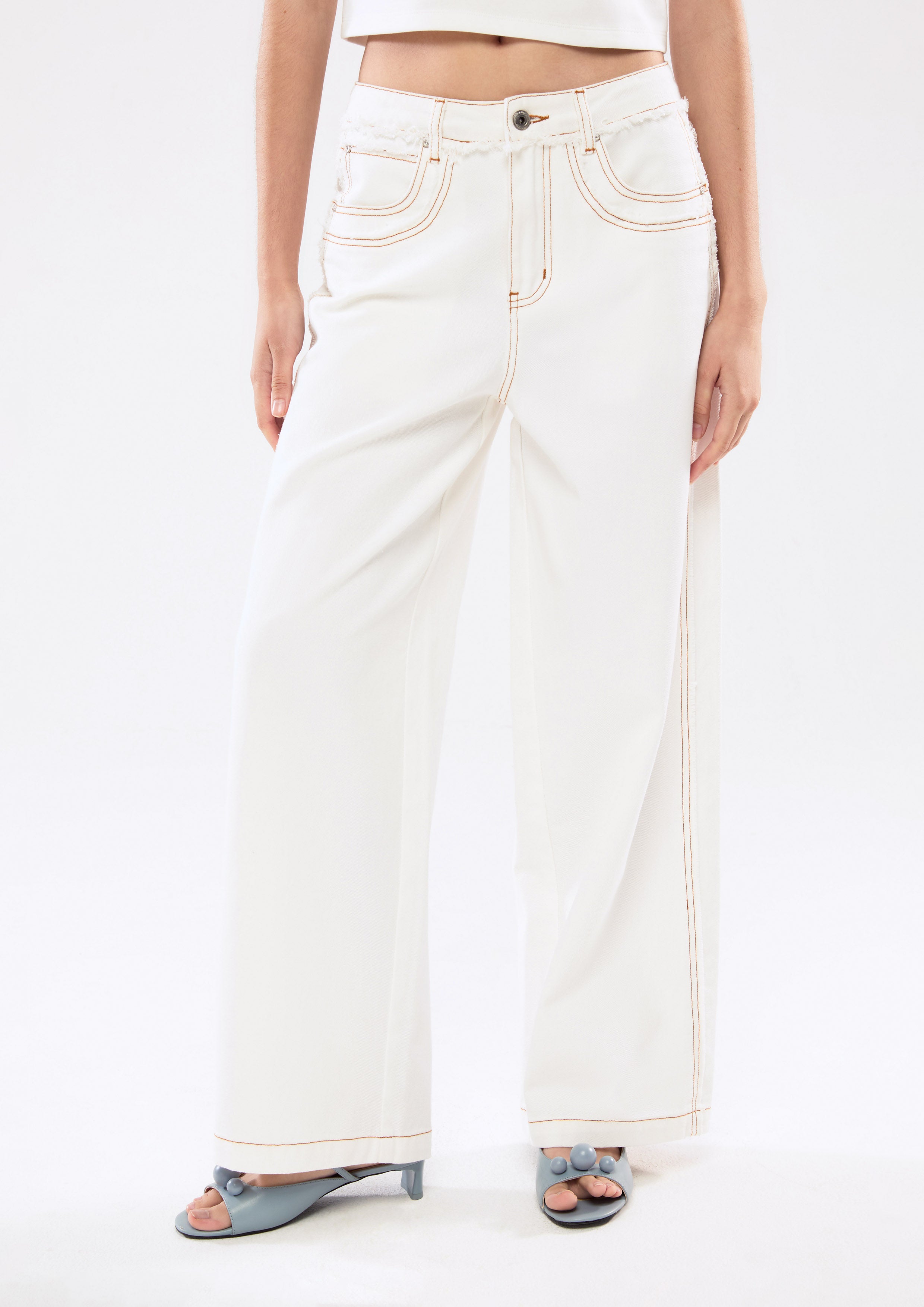 Contrast Stitching Relaxed Pants