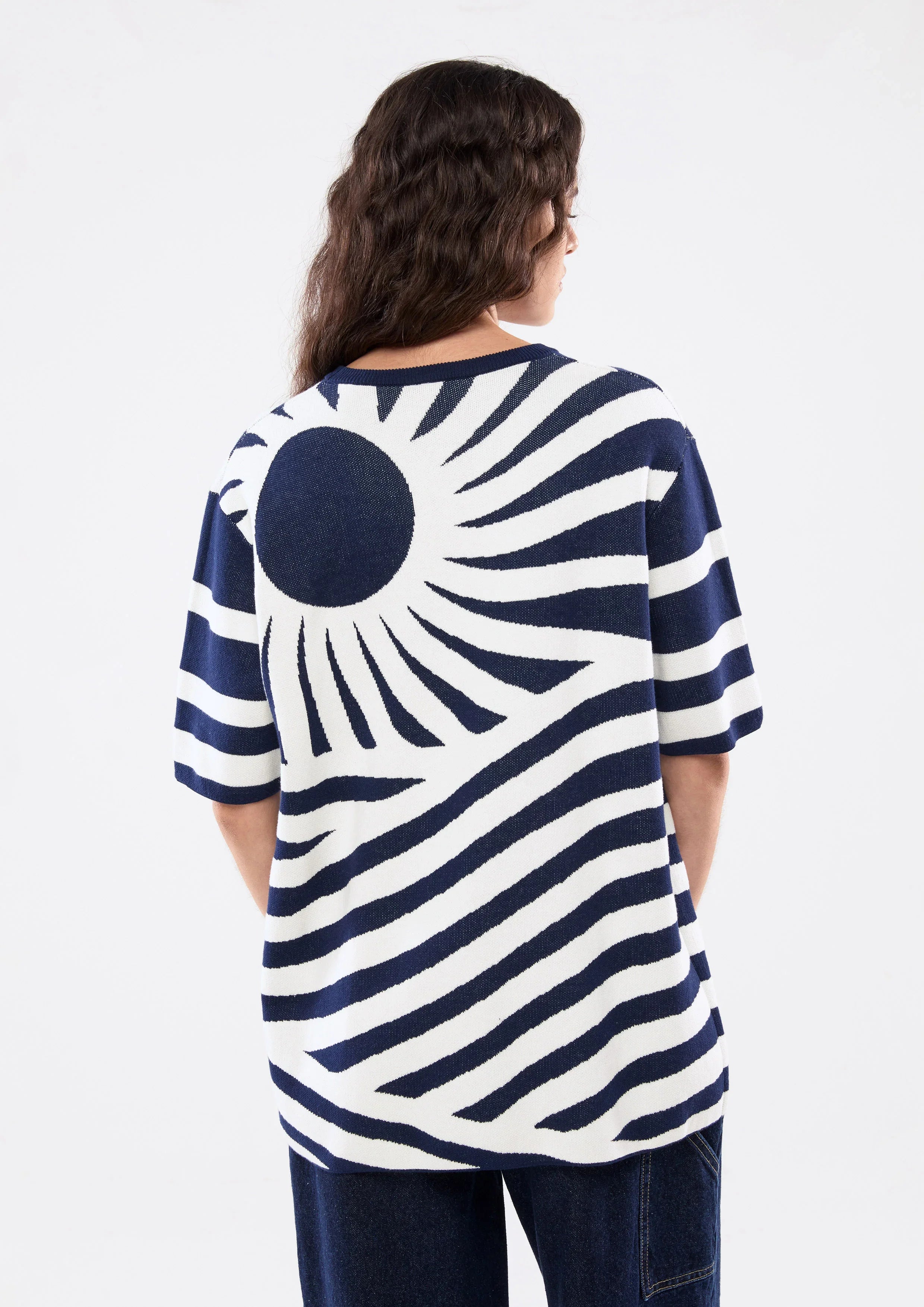 Cross Stripe Short Sleeve Top