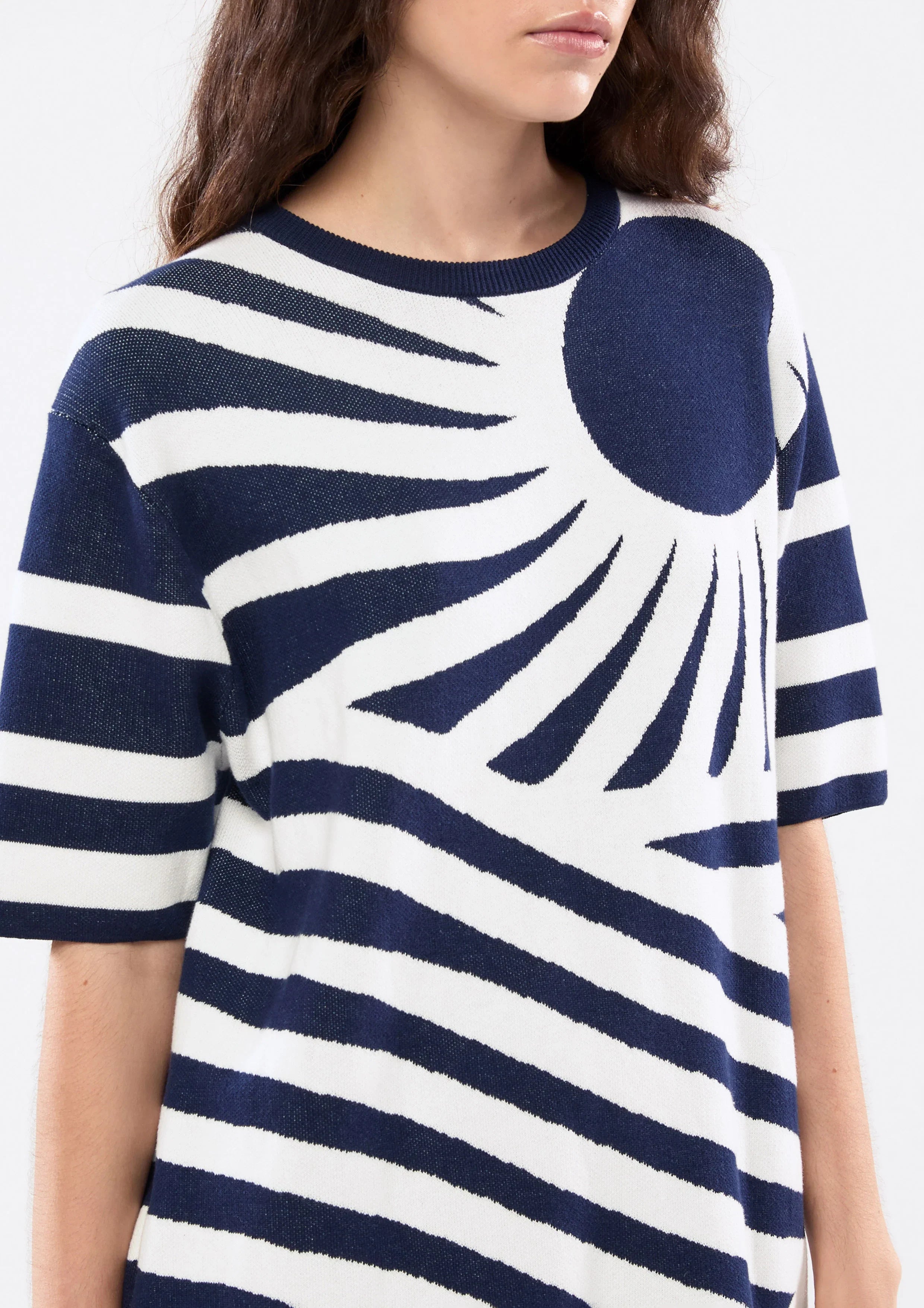 Cross Stripe Short Sleeve Top