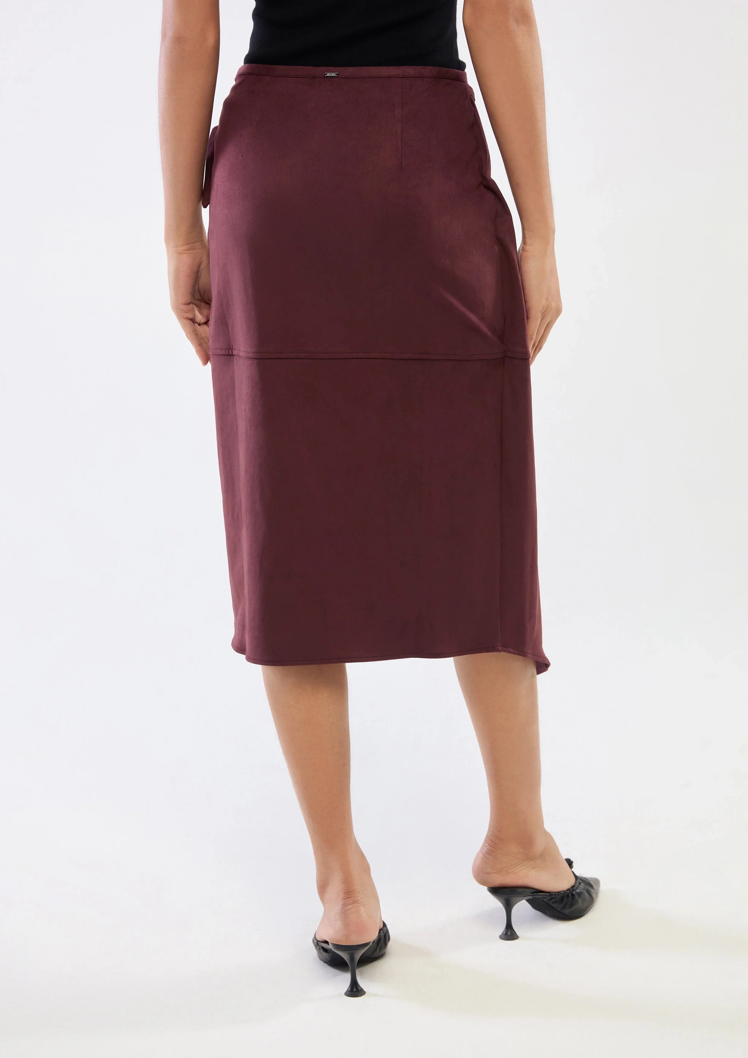Velvet Wrap Midi Skirt
