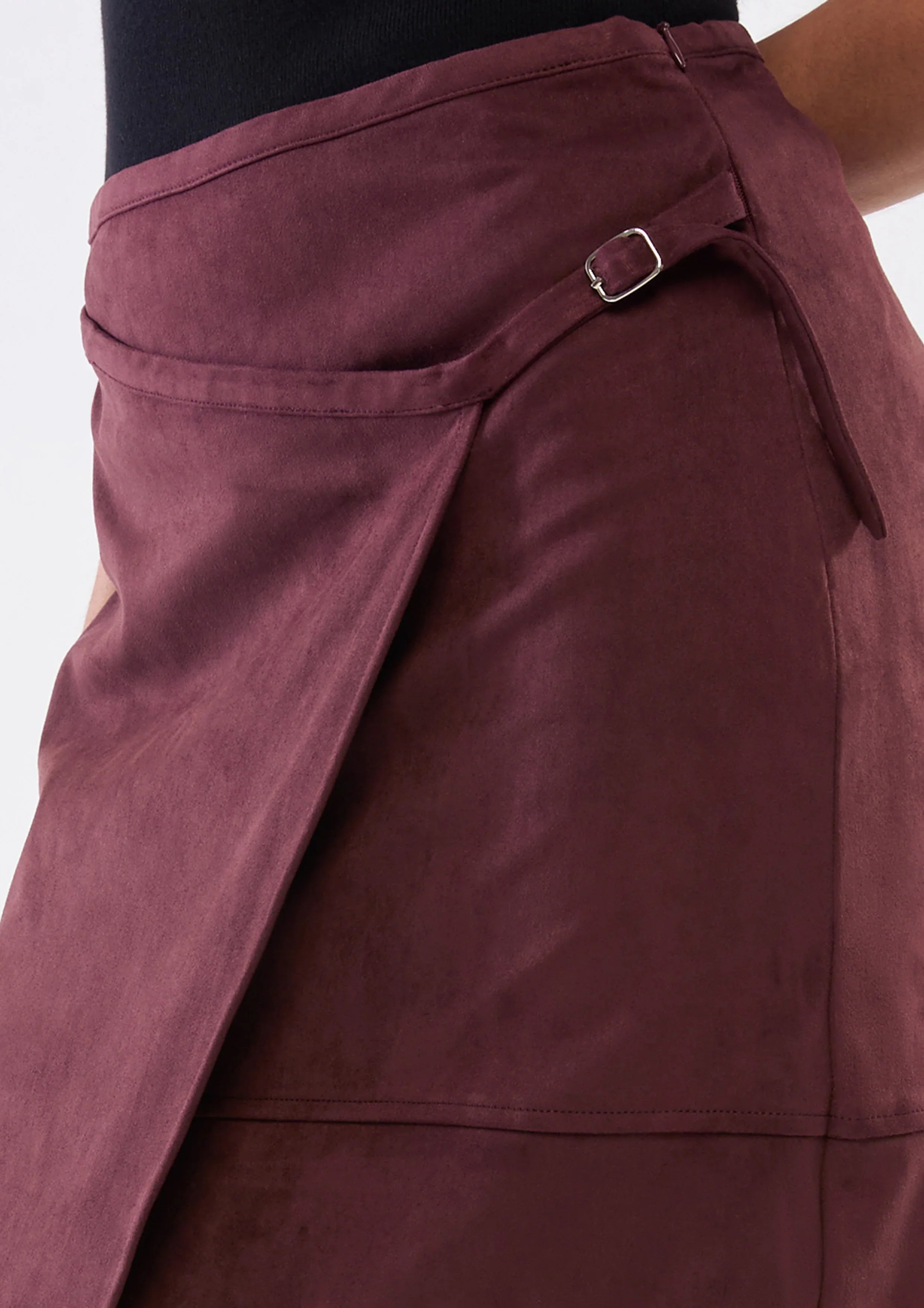 Velvet Wrap Midi Skirt