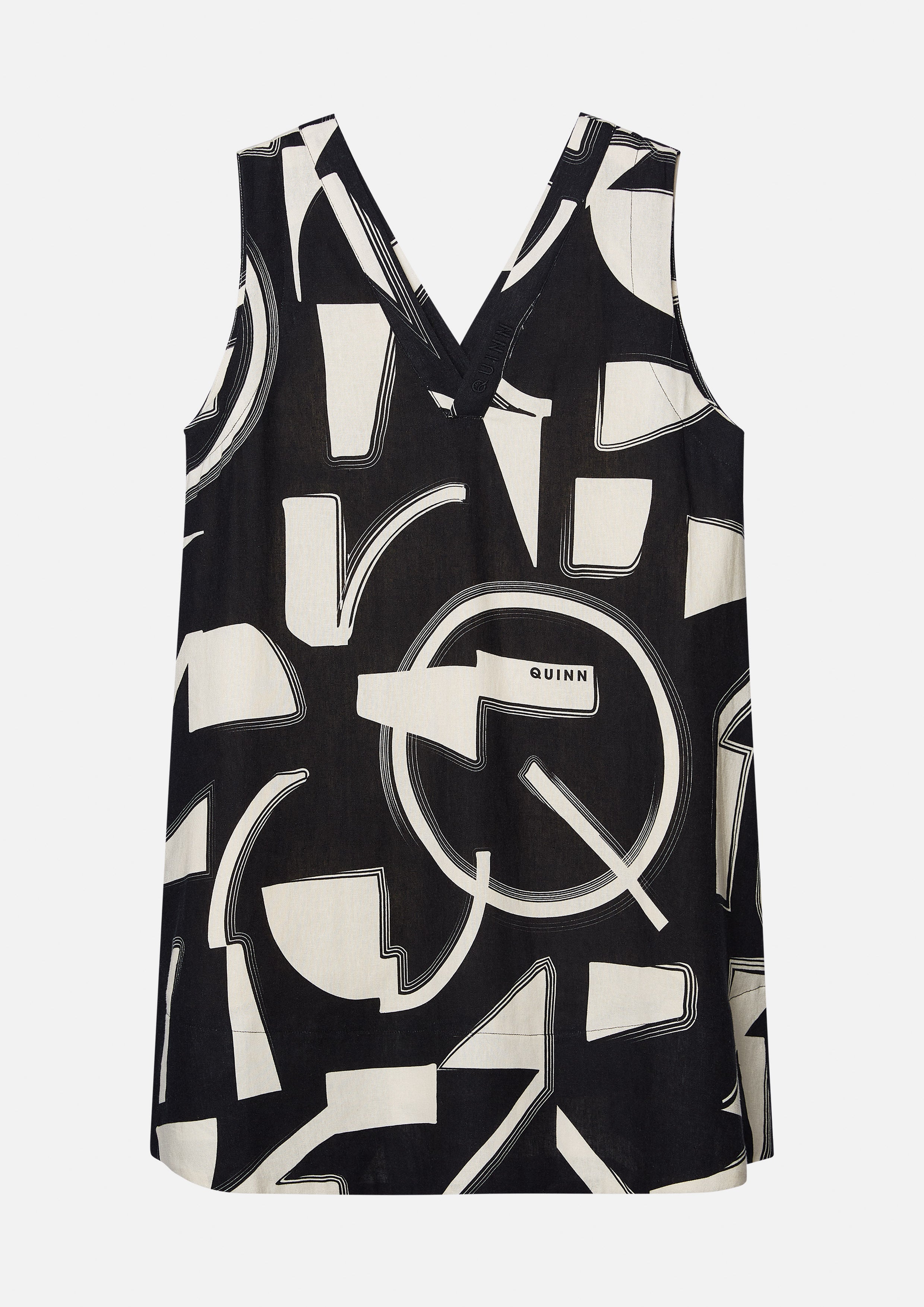 เดรสสั้นแขนกุดพิมพ์ลาย