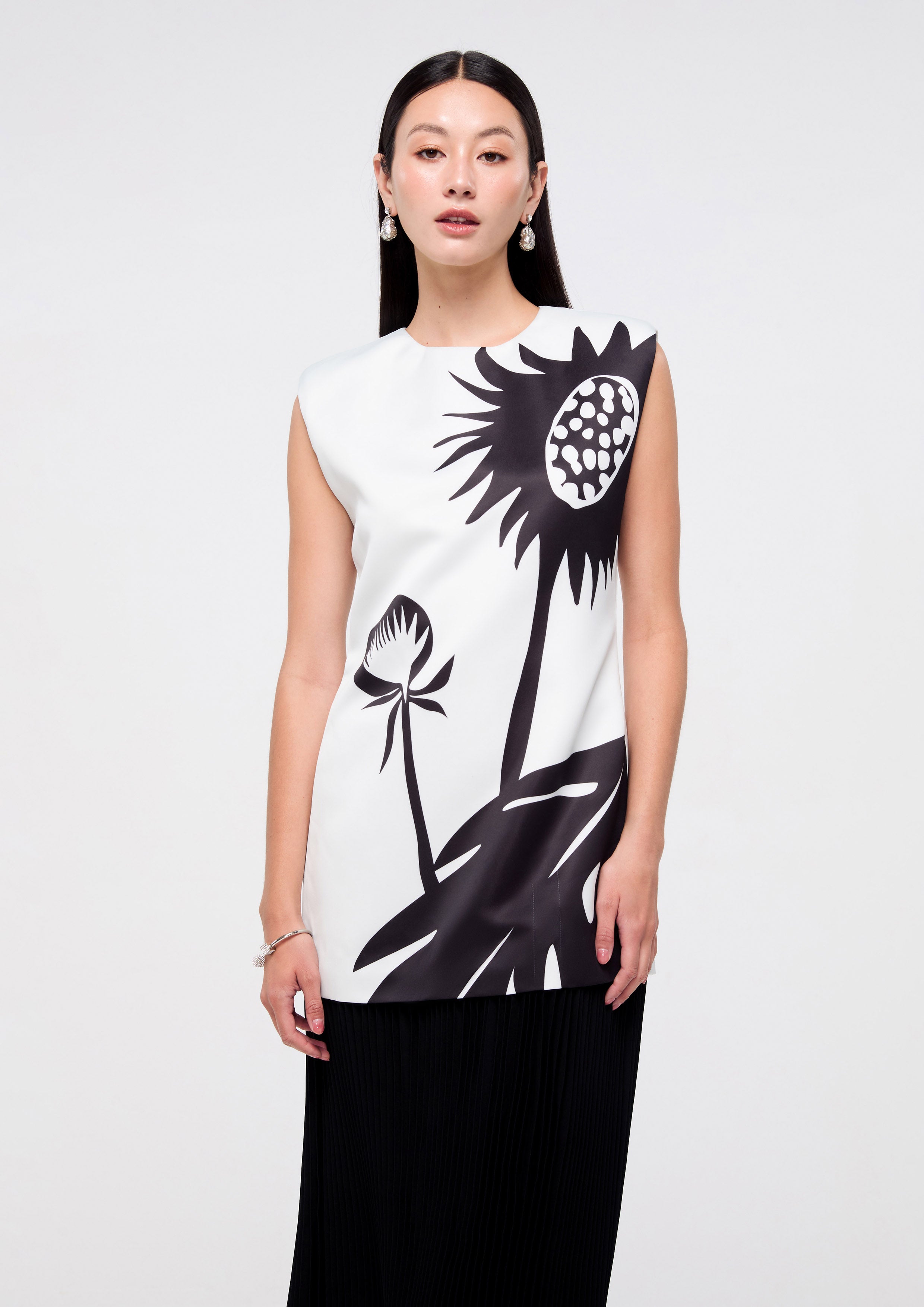 เดรสสั้นซาตินพิมพ์ลาย