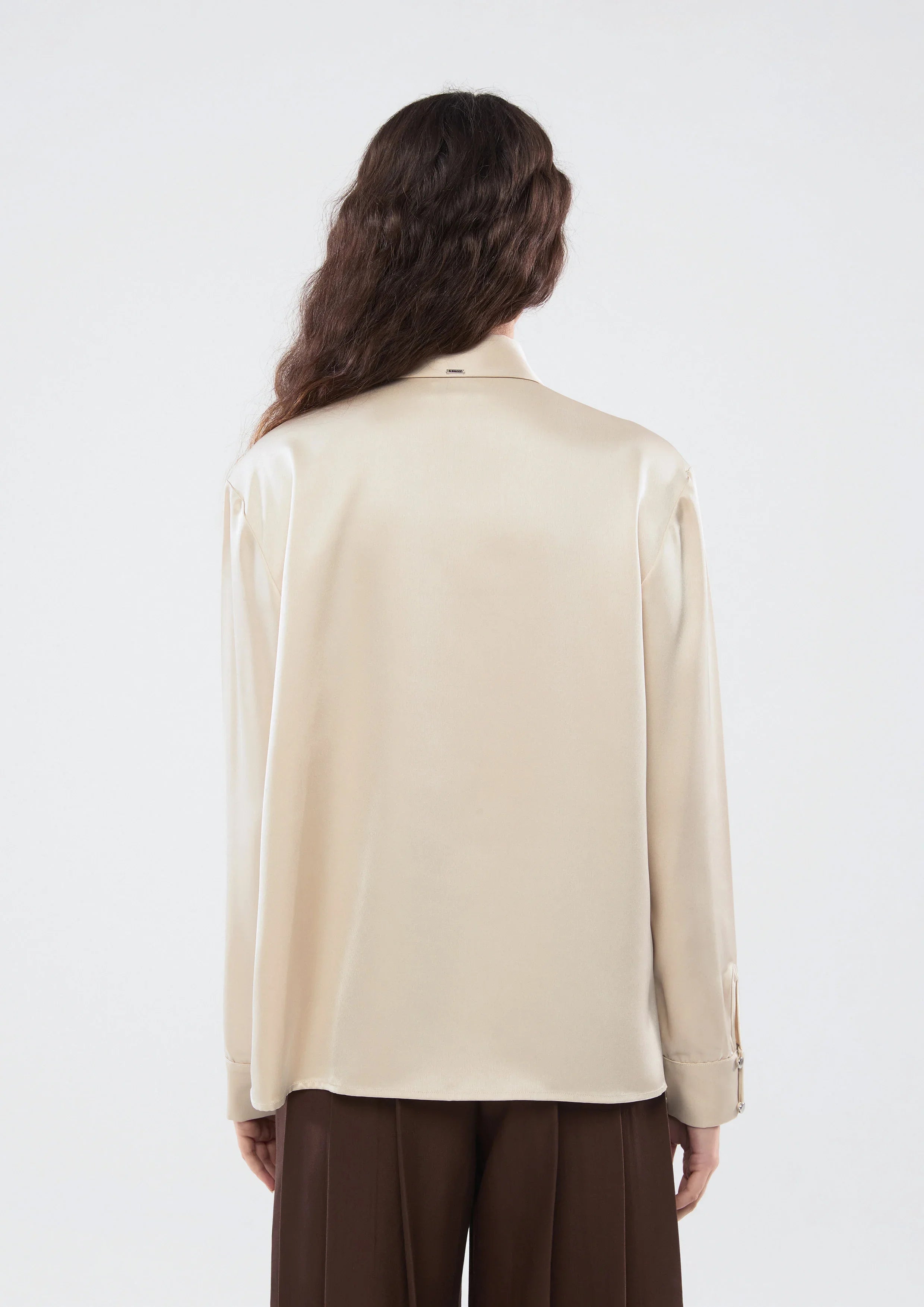 Front Drape Pleated With Print Satin Shirt