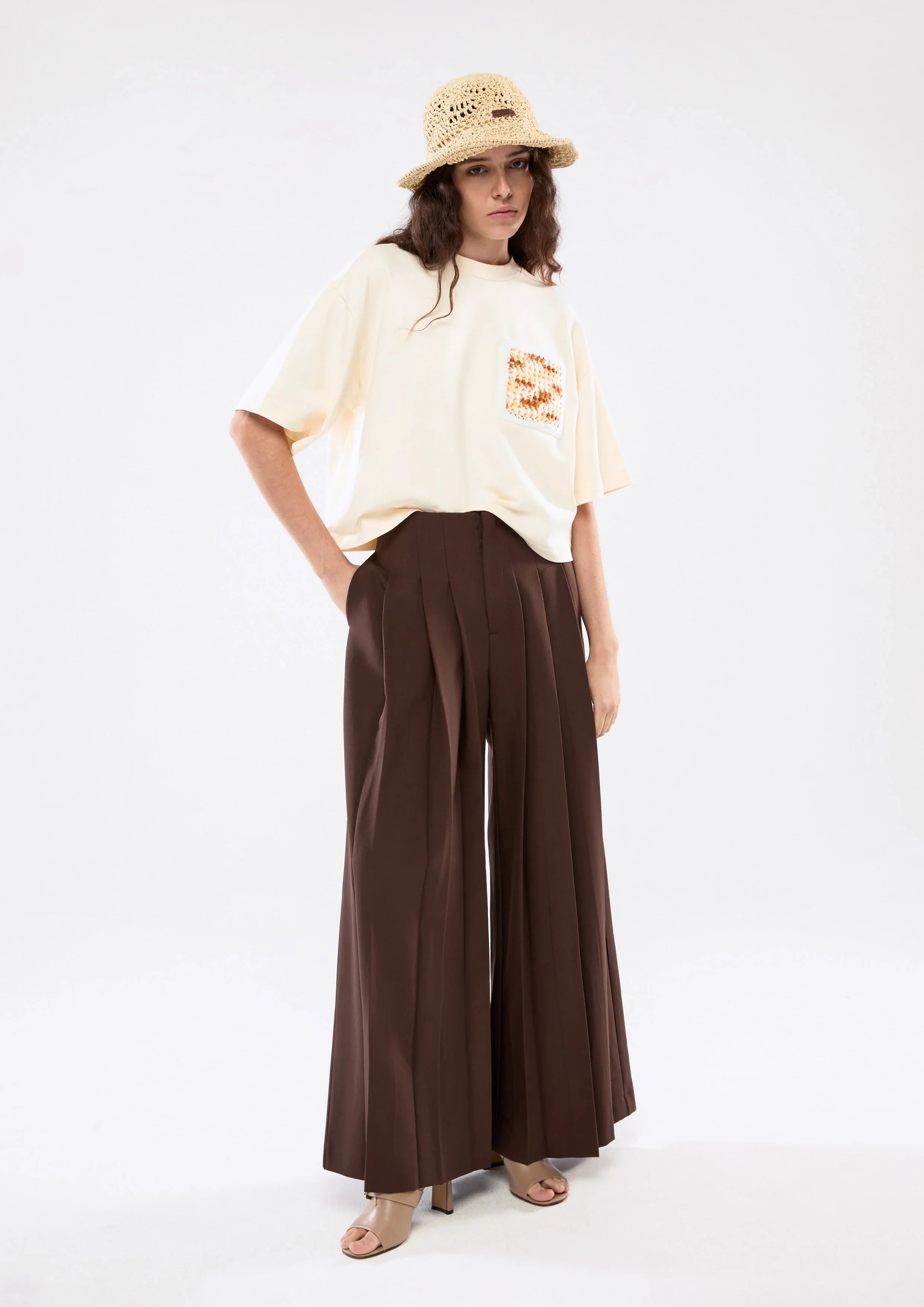 Plated Wide Leg Pants
