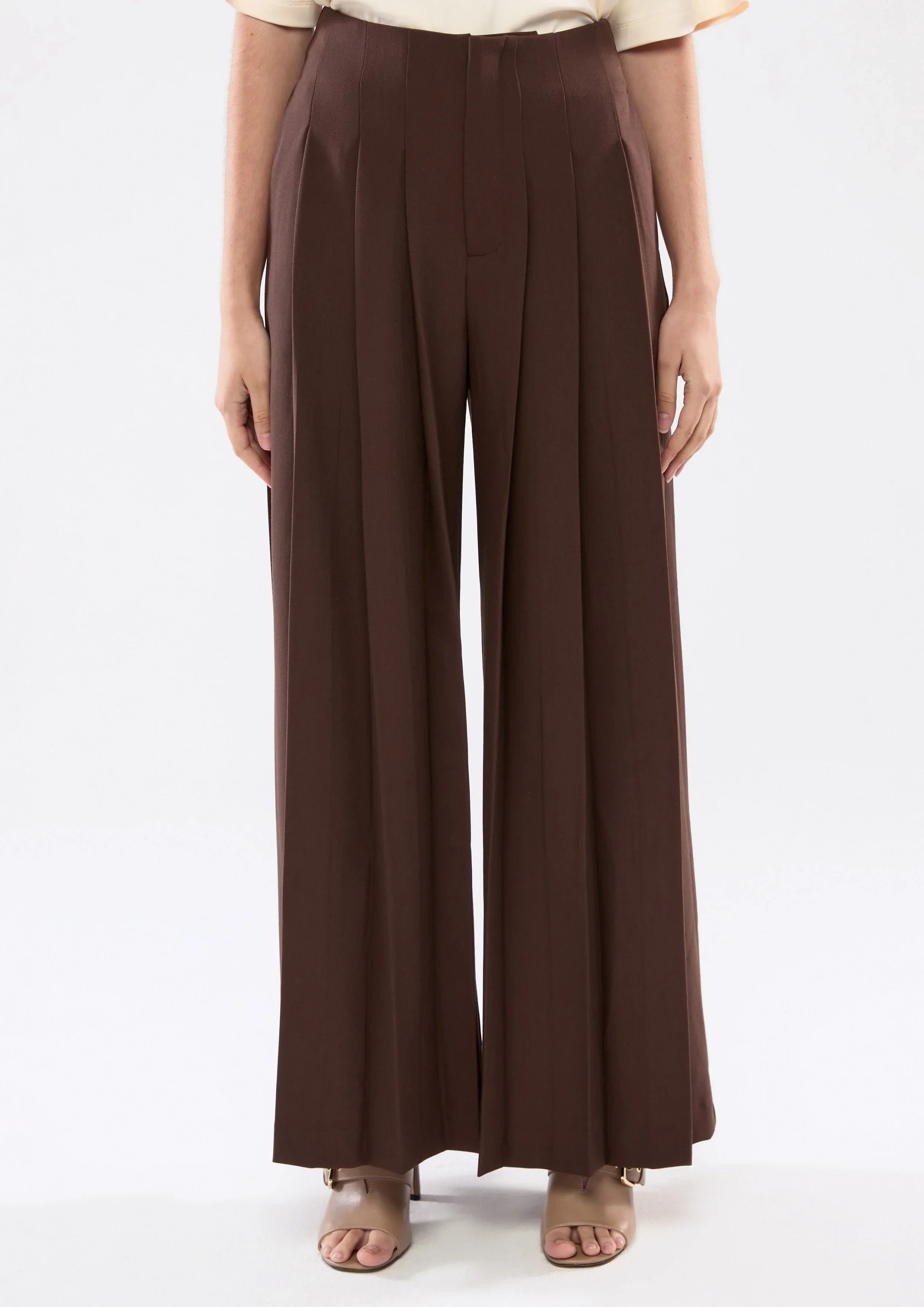Plated Wide Leg Pants