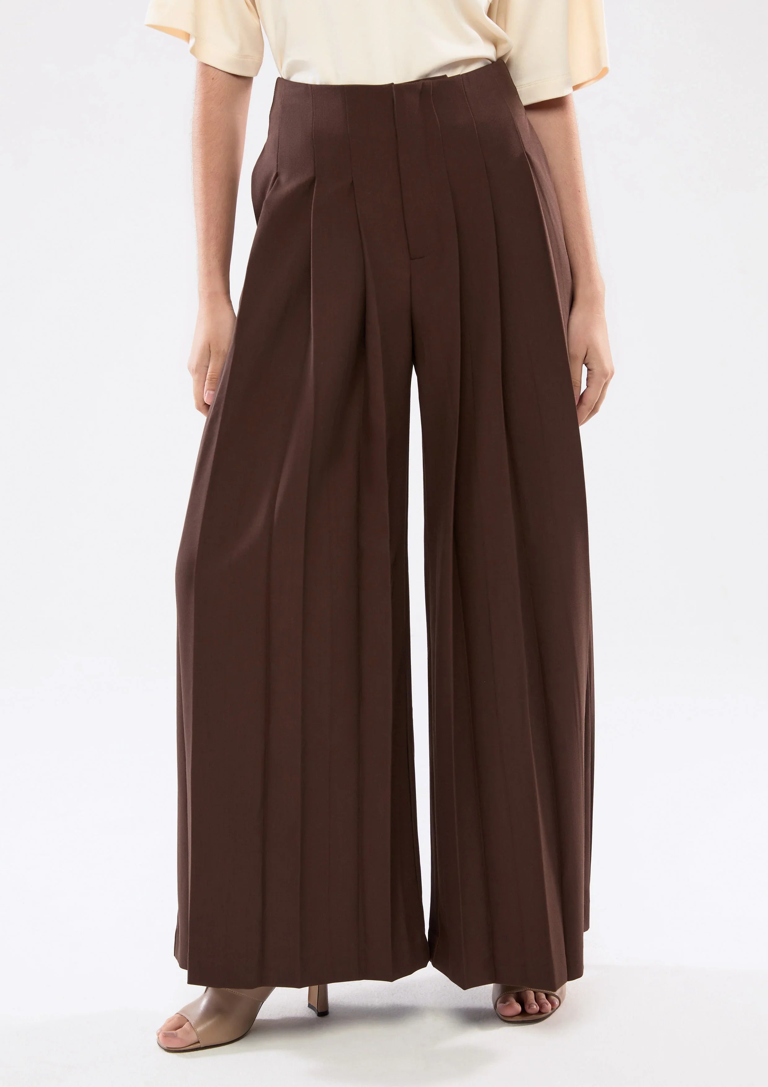 Plated Wide Leg Pants