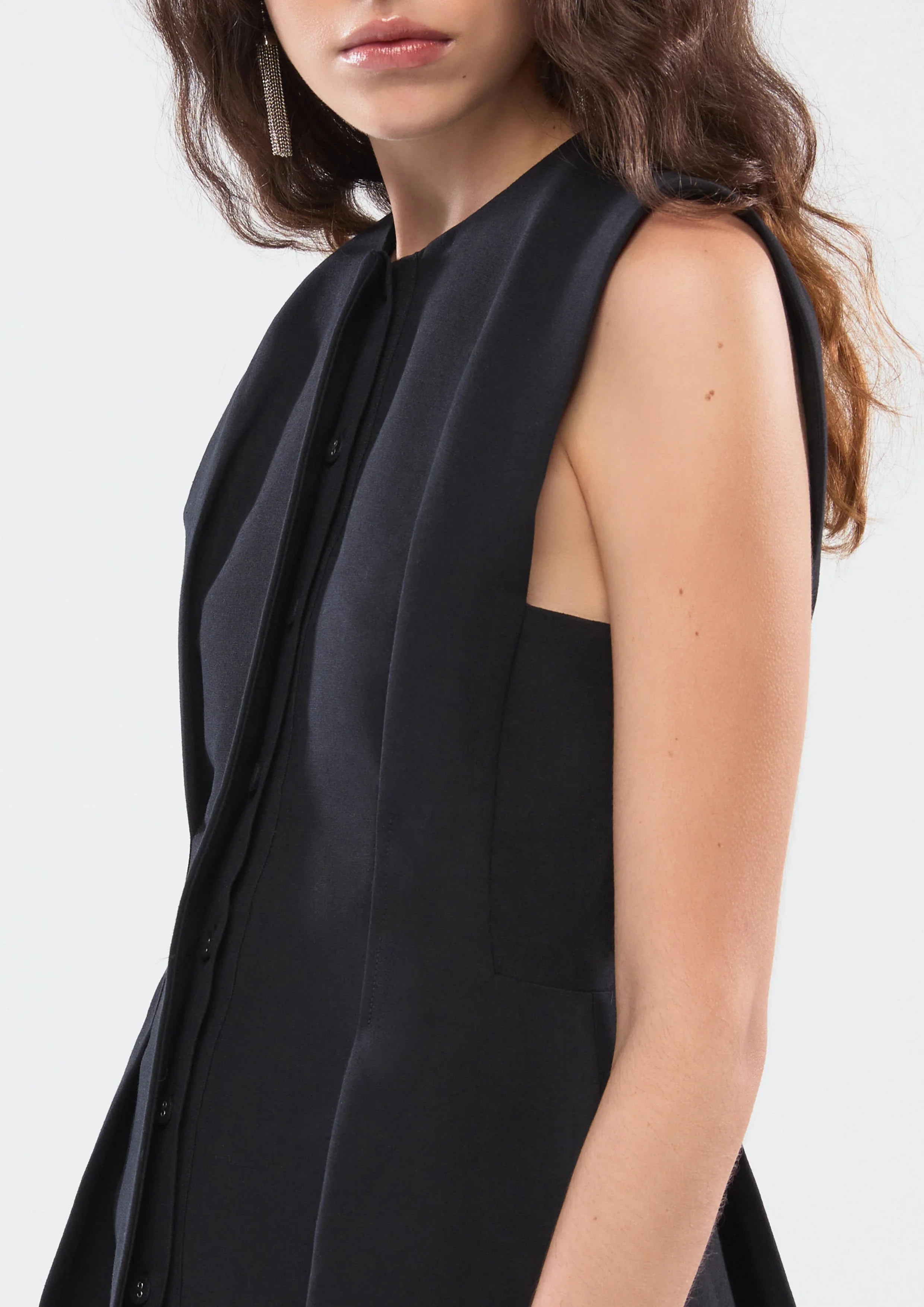Front Pleated Sleeveless Blouse