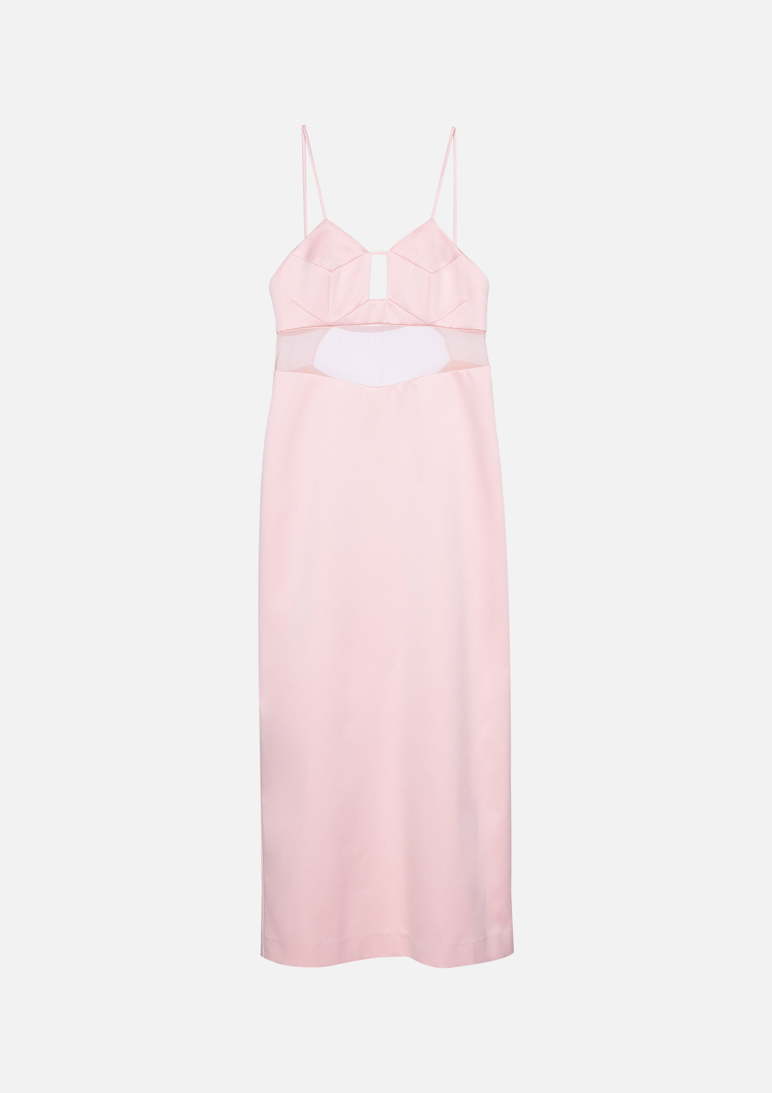 Cami Strap Sheer Panel Midi Dress